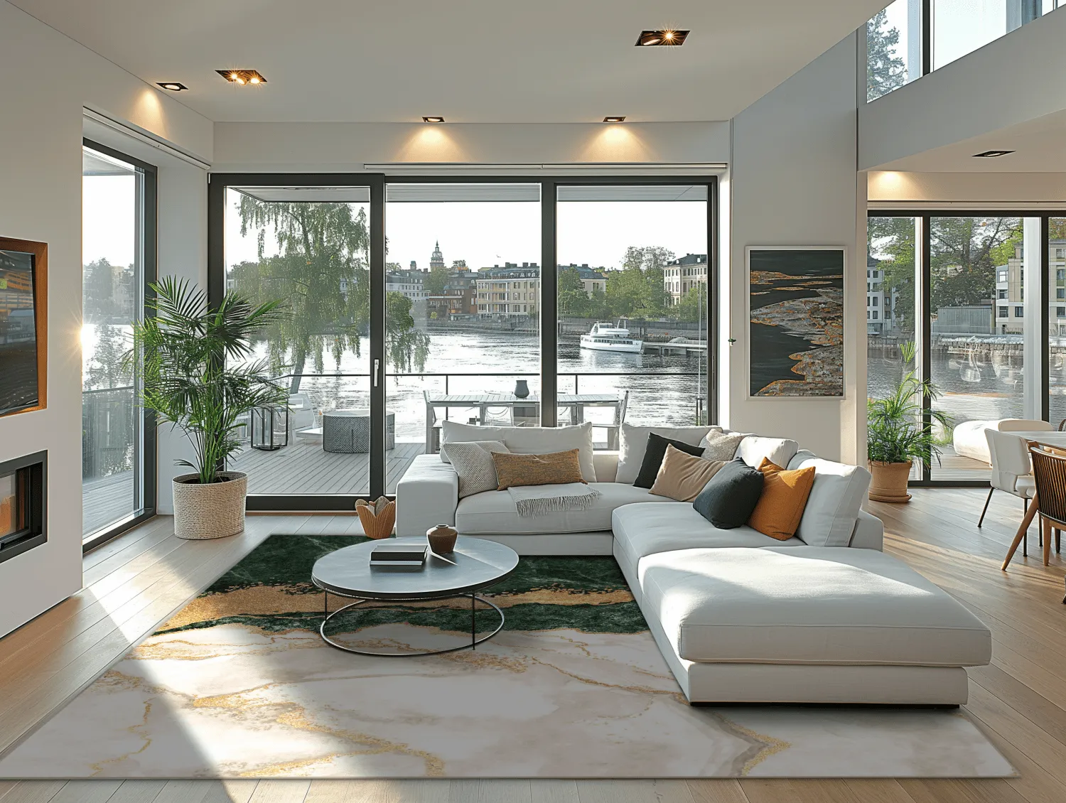 Alfombra Wilton - Padova (verde/blanco/dorado)