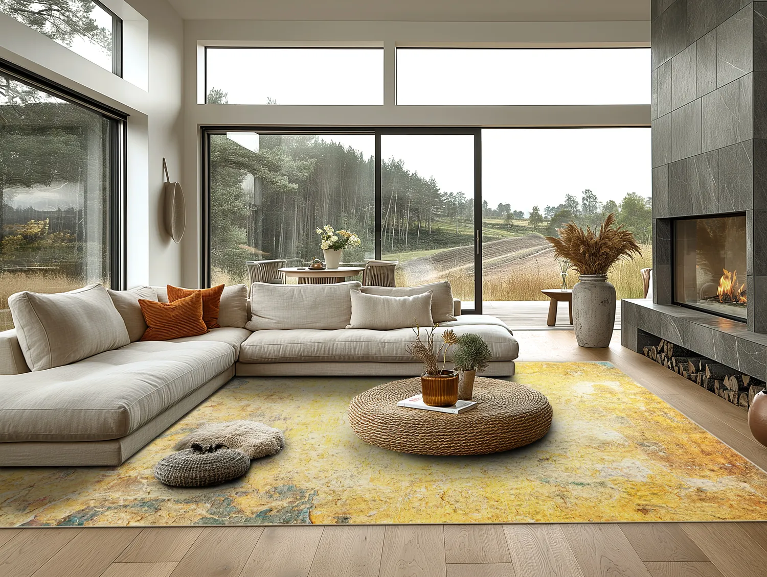 Alfombra Wilton - Palau (dorado/beige/azul)