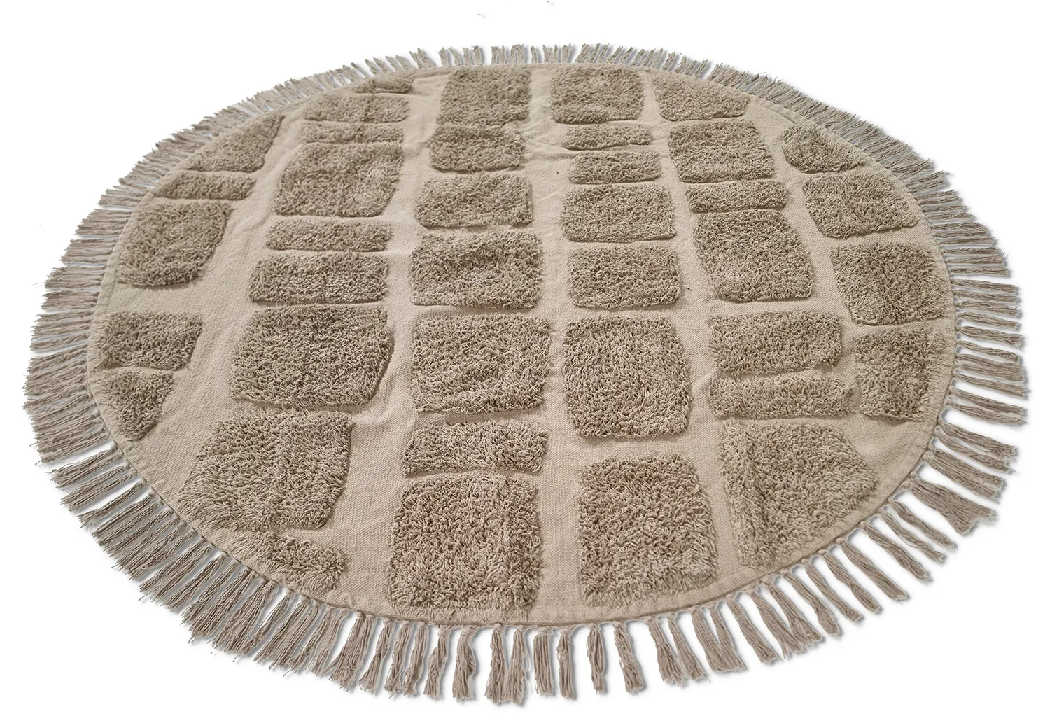 Alfombras redondeadas - Salem Natural Cotton Shaggy (gris pardo)