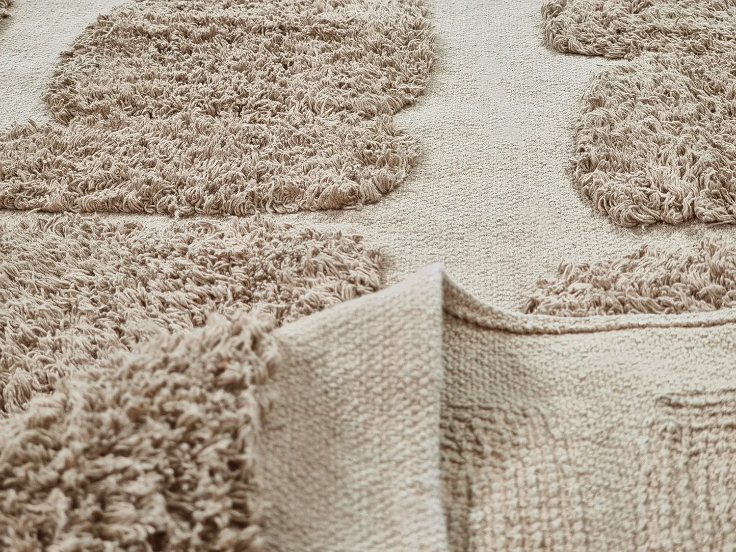 Alfombras redondeadas - Salem Natural Cotton Shaggy (gris pardo)