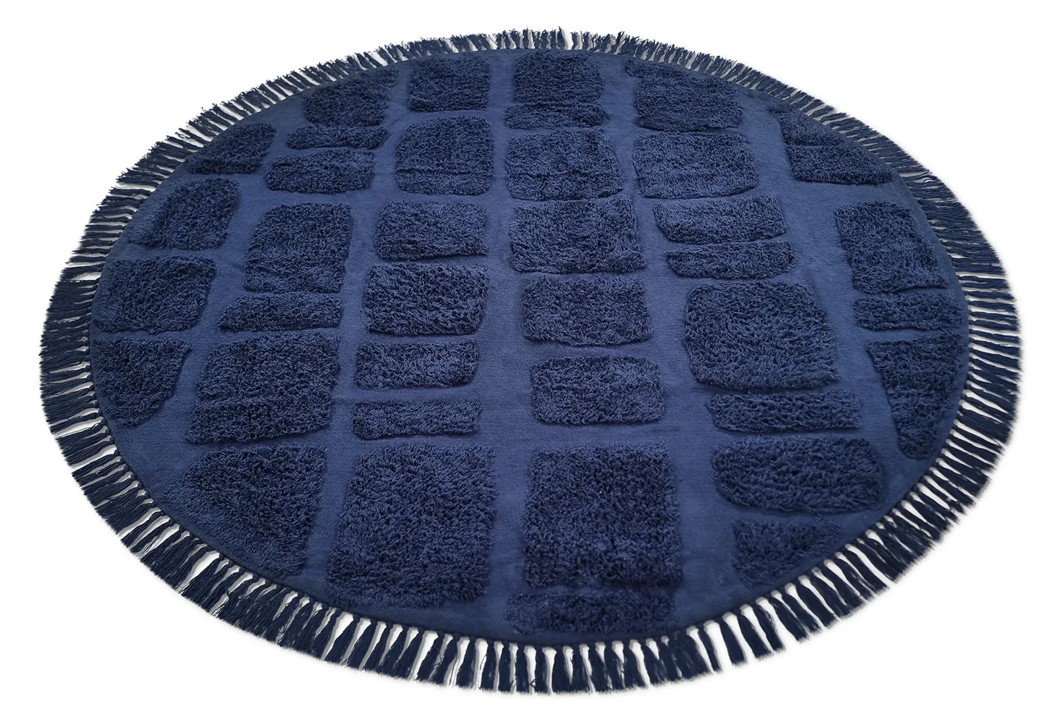 Alfombras redondeadas - Salem Natural Cotton Shaggy (azul oscuro)