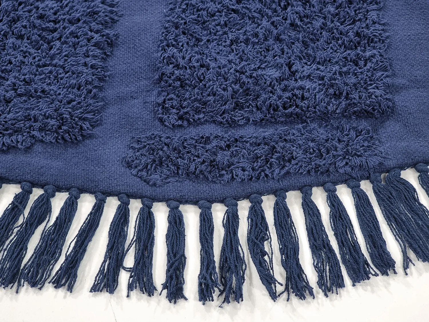 Alfombras redondeadas - Salem Natural Cotton Shaggy (azul oscuro)