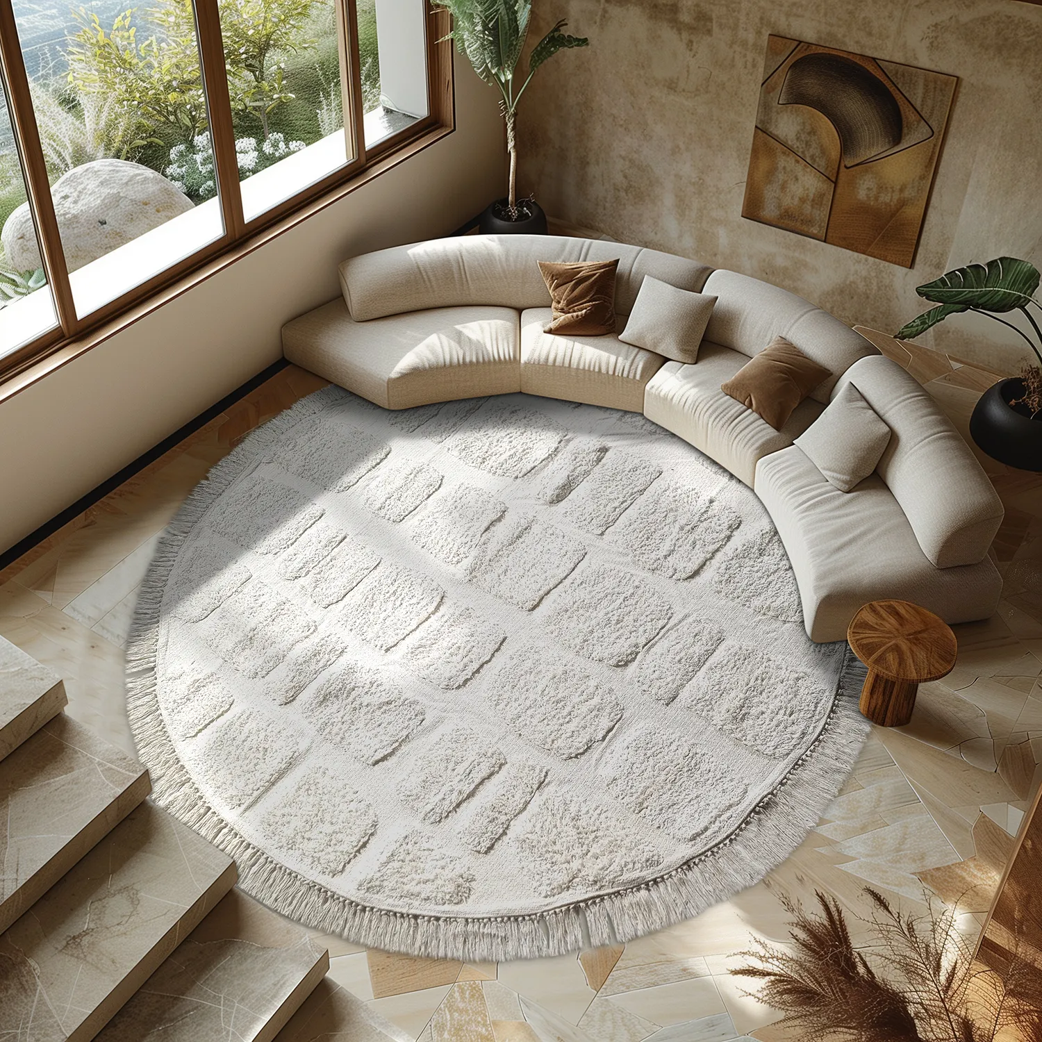 Alfombras redondeadas - Salem Natural Cotton Shaggy (offwhite)