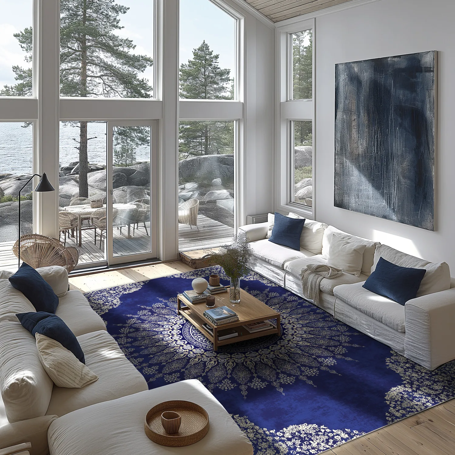 Alfombra Wilton - Sandrigo (azul/beige)