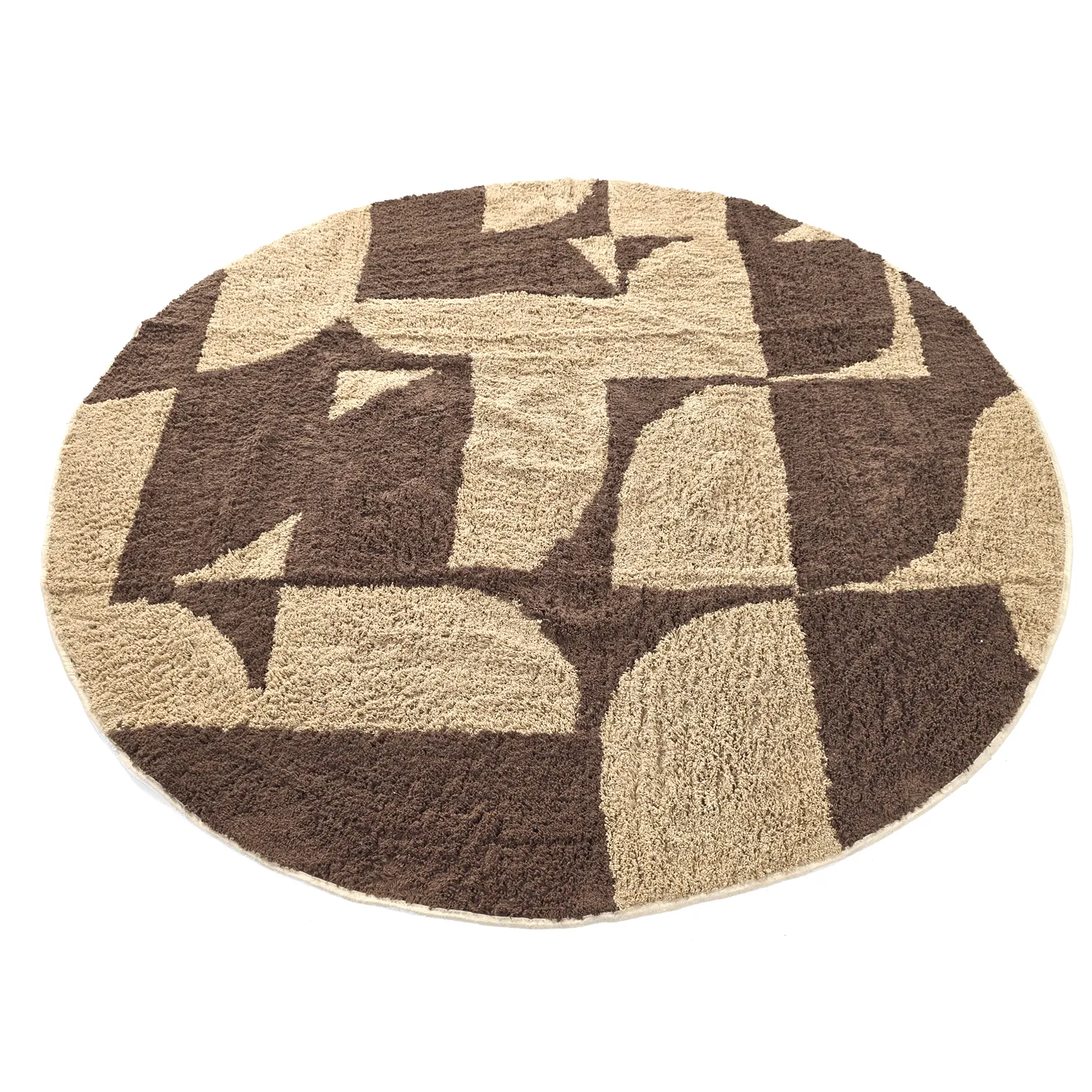 Alfombras redondeadas - Siberia Natural Cotton Shaggy (beige/marrón)