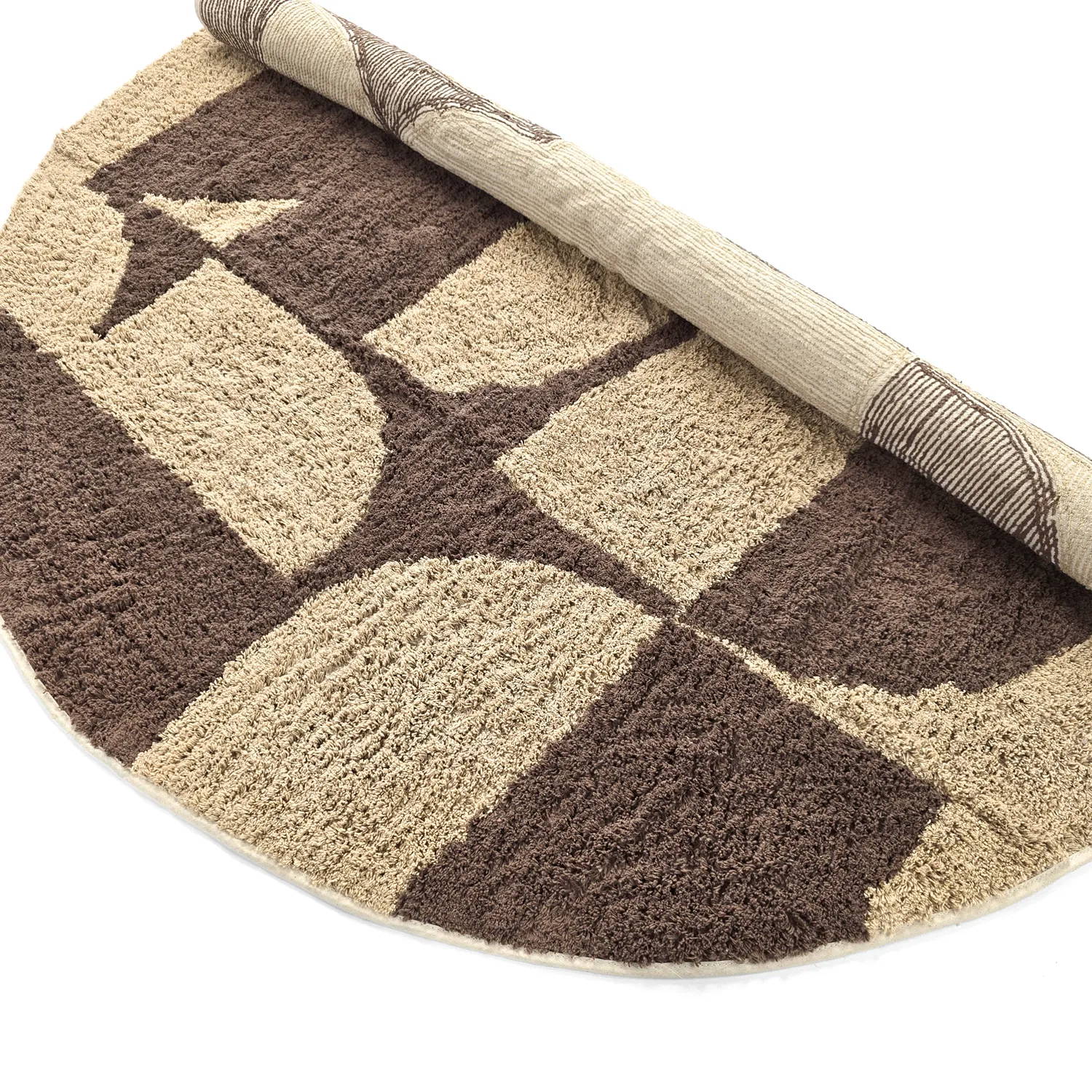 Alfombras redondeadas - Siberia Natural Cotton Shaggy (beige/marrón)