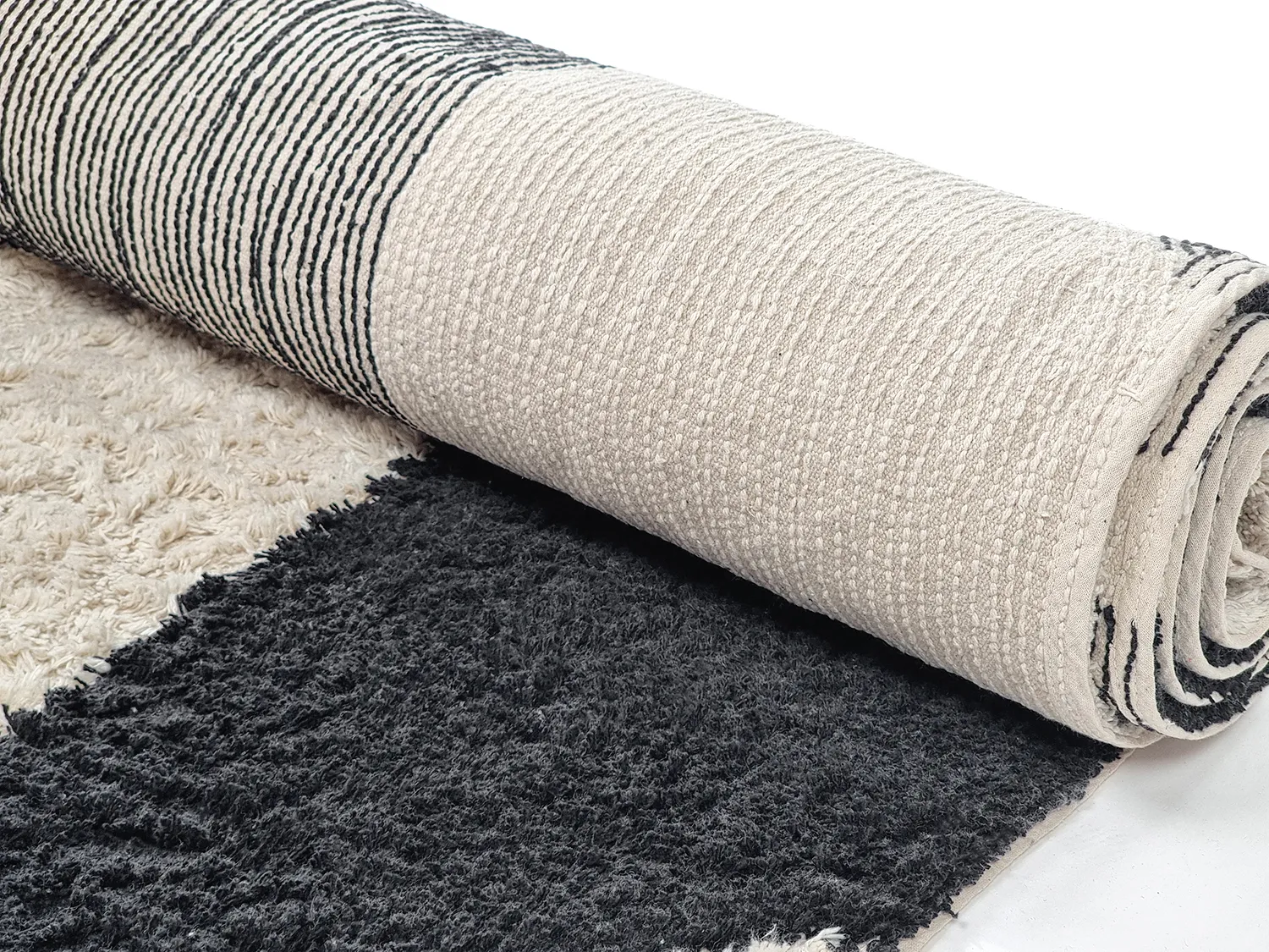 Alfombras de pelo largo - Siberia Natural Cotton Shaggy (offwhite/negro)