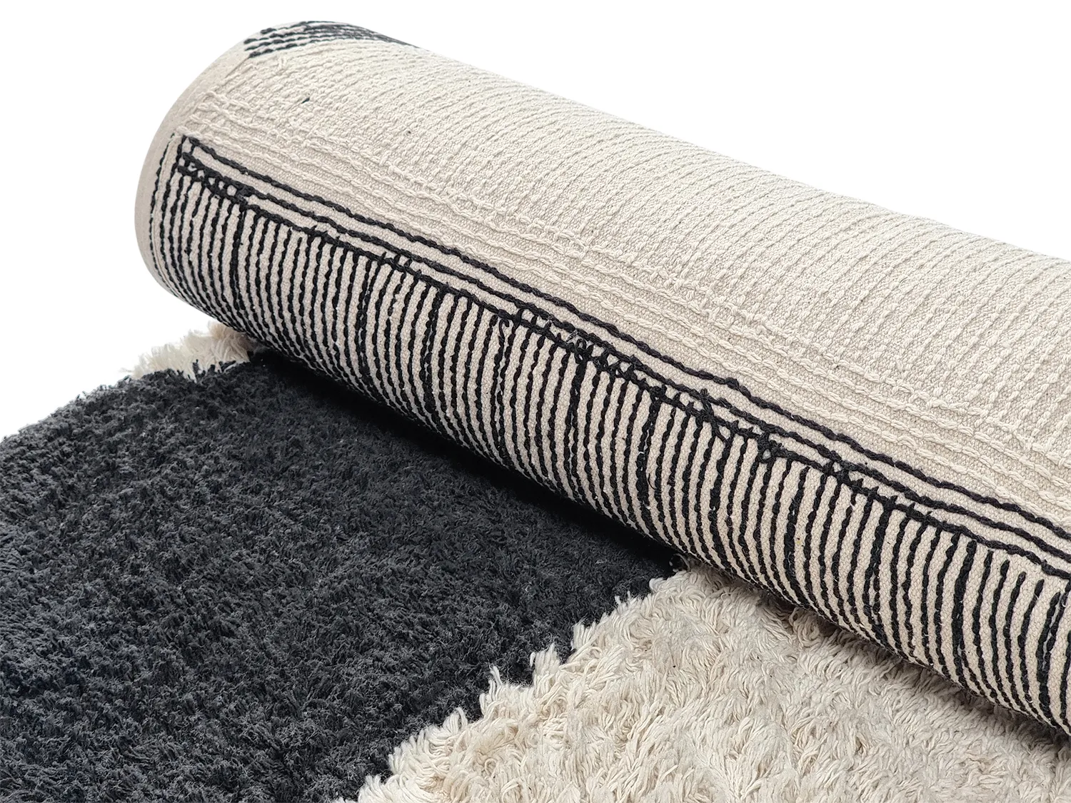 Alfombras de pelo largo - Siberia Natural Cotton Shaggy (offwhite/negro)