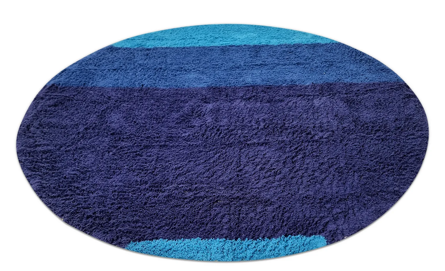 Alfombras redondeadas - Taro Natural Cotton Shaggy (azul)
