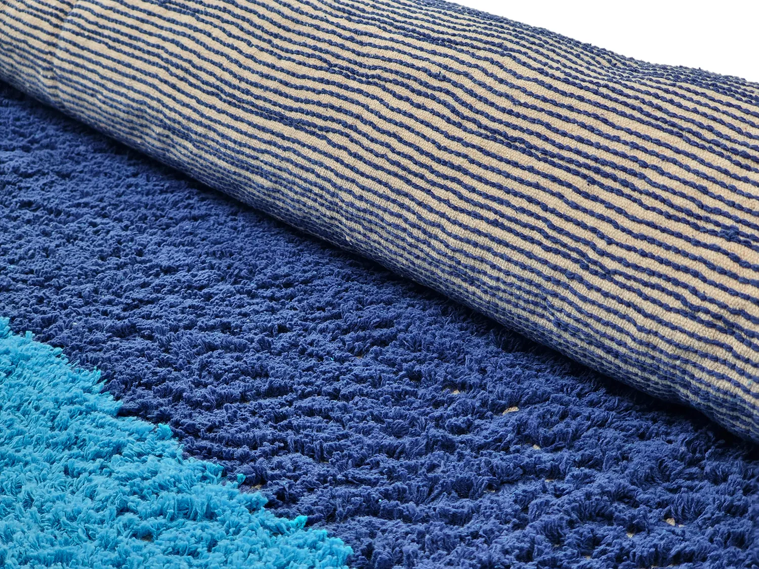 Alfombras redondeadas - Taro Natural Cotton Shaggy (azul)
