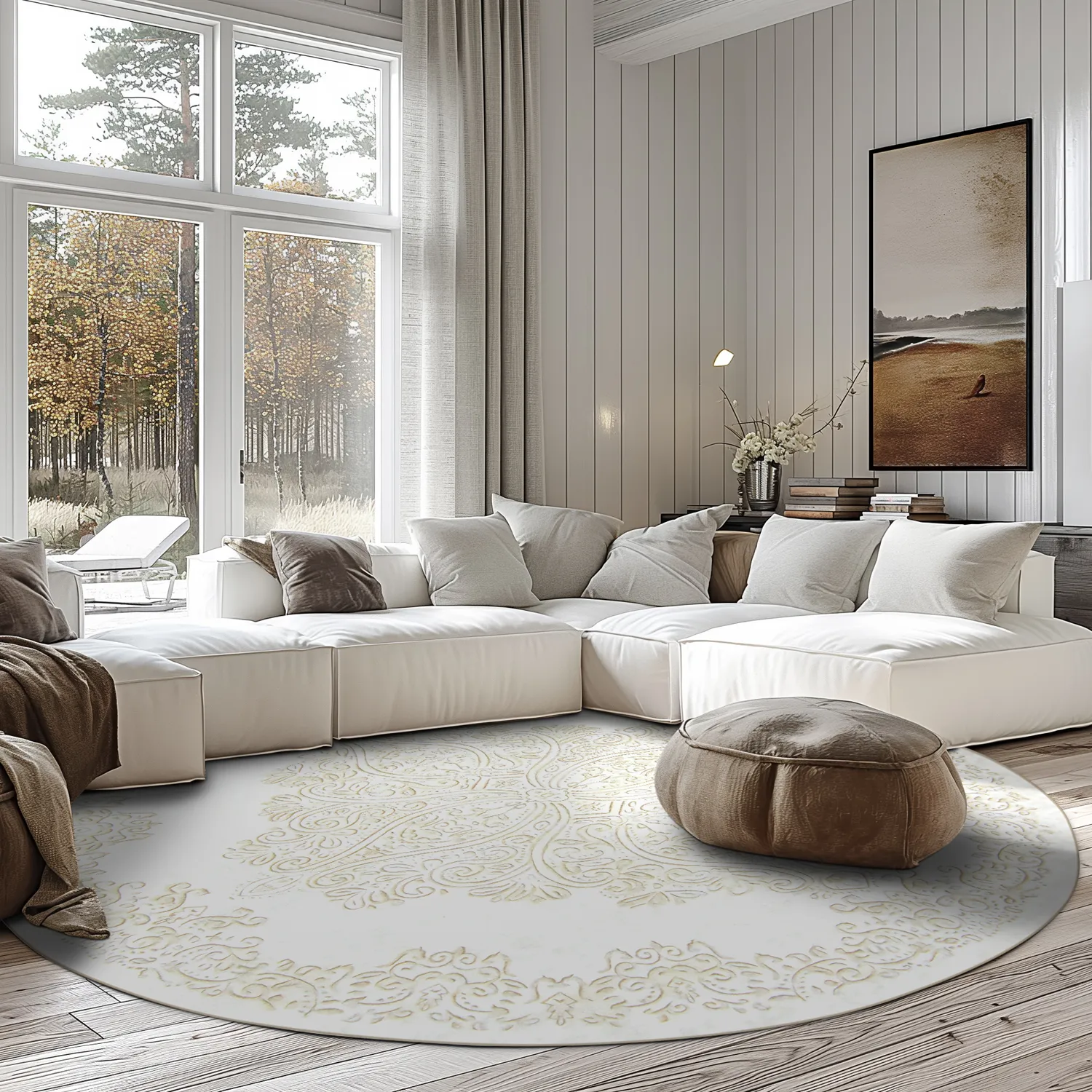 Alfombras redondeadas - Valenza (blanco/beige)