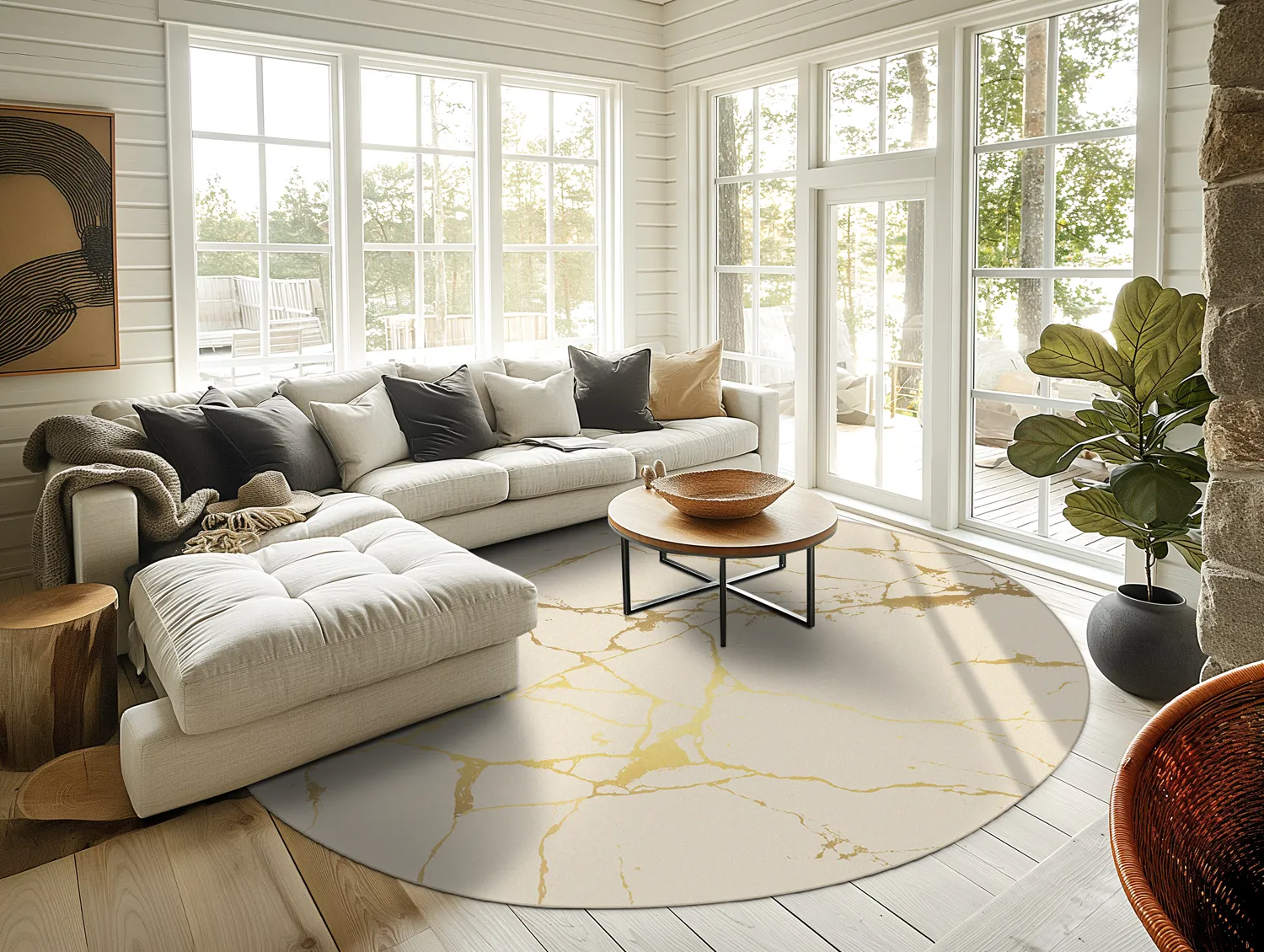 Alfombras redondeadas - Vieste (beige/dorado)