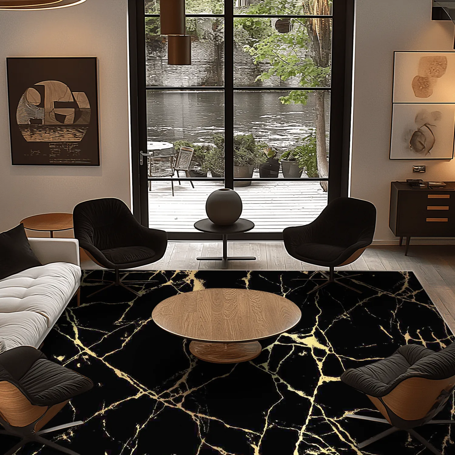 Alfombra Wilton - Vieste (negro/dorado)