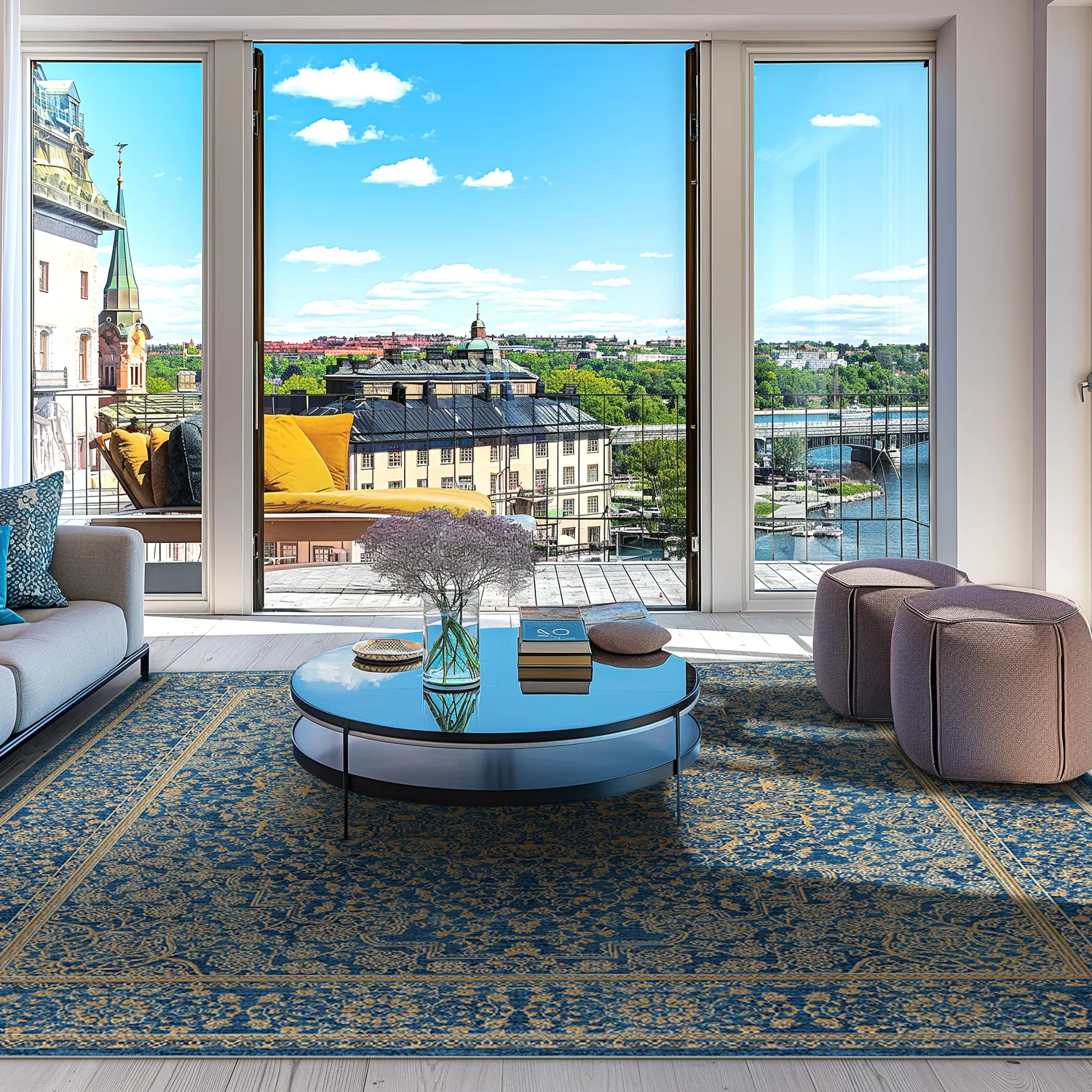 Alfombra Wilton - Vinadio (azul/dorado)