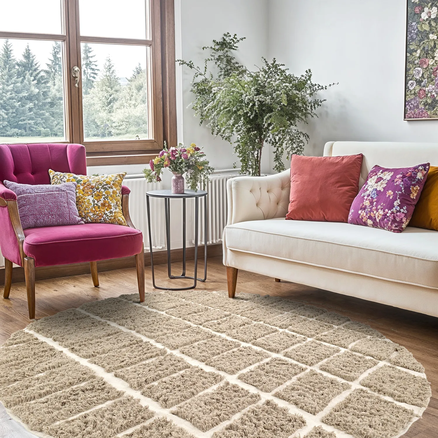 Alfombras redondeadas - Zola Natural Cotton Shaggy (beige)
