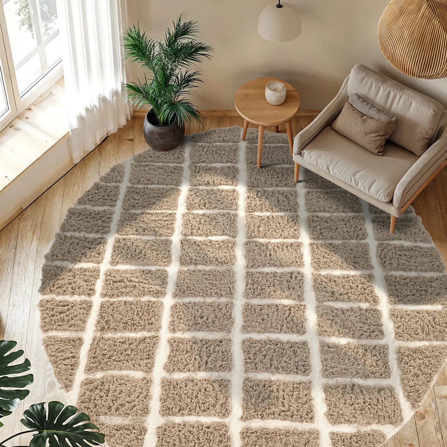 Alfombras redondeadas - Zola Natural Cotton Shaggy (beige)