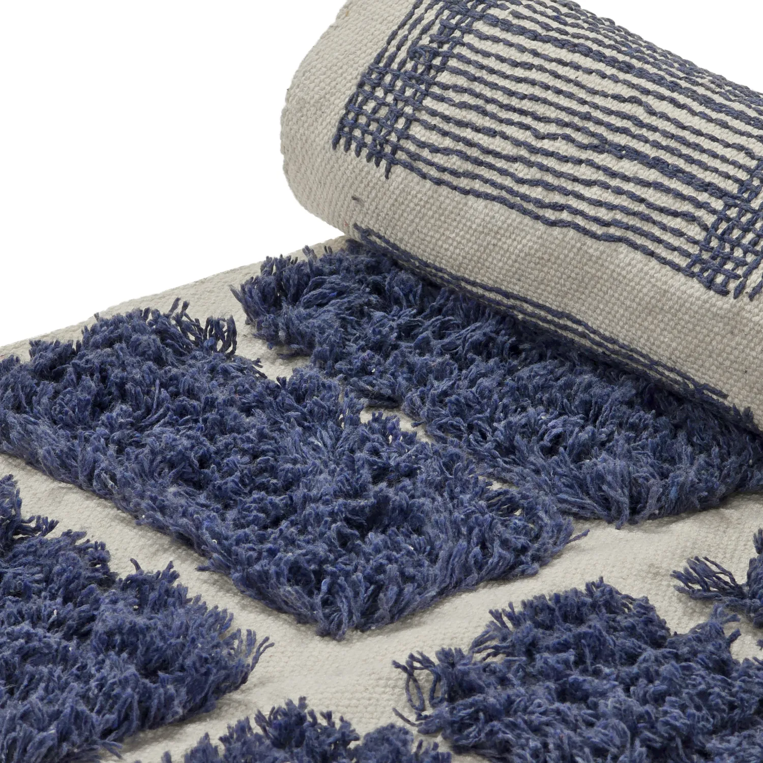 Alfombras de pelo largo - Zola Natural Cotton Shaggy (azul)