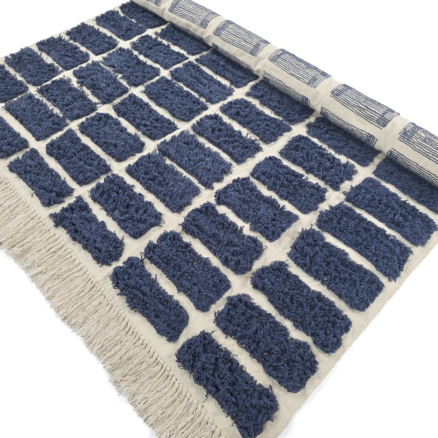 Alfombras de pelo largo - Zola Natural Cotton Shaggy (azul)