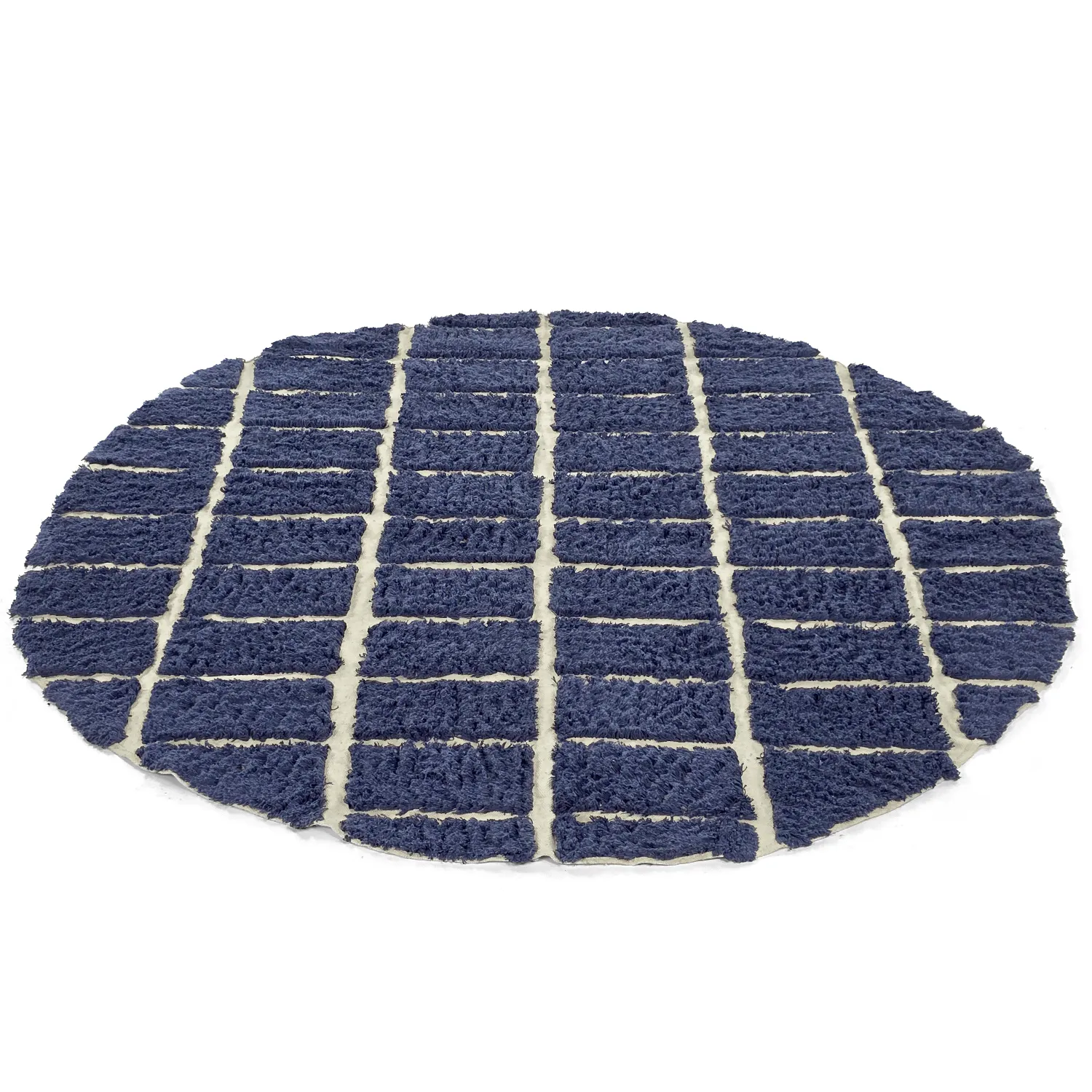 Alfombras redondeadas - Zola Natural Cotton Shaggy (azul)