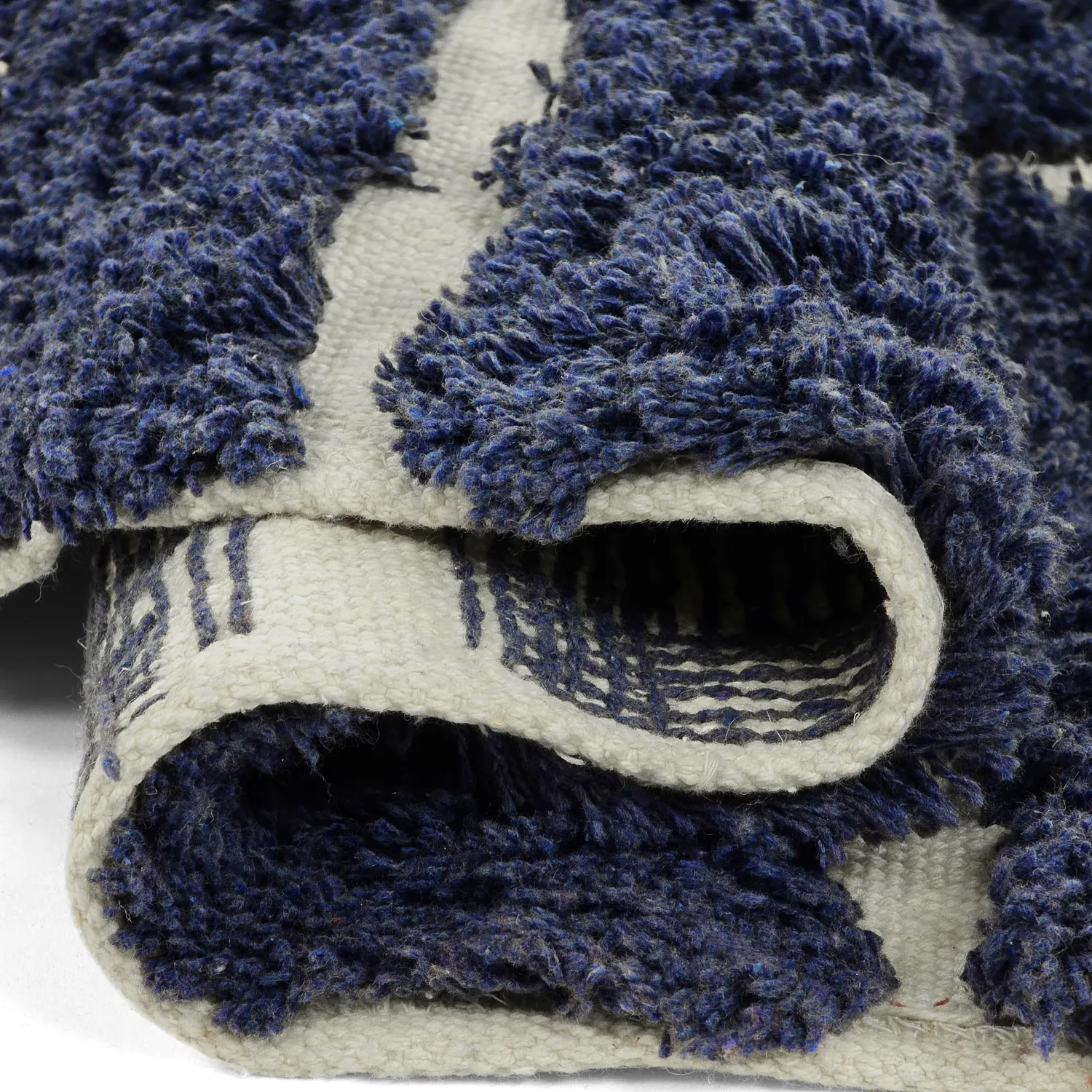 Alfombras redondeadas - Zola Natural Cotton Shaggy (azul)