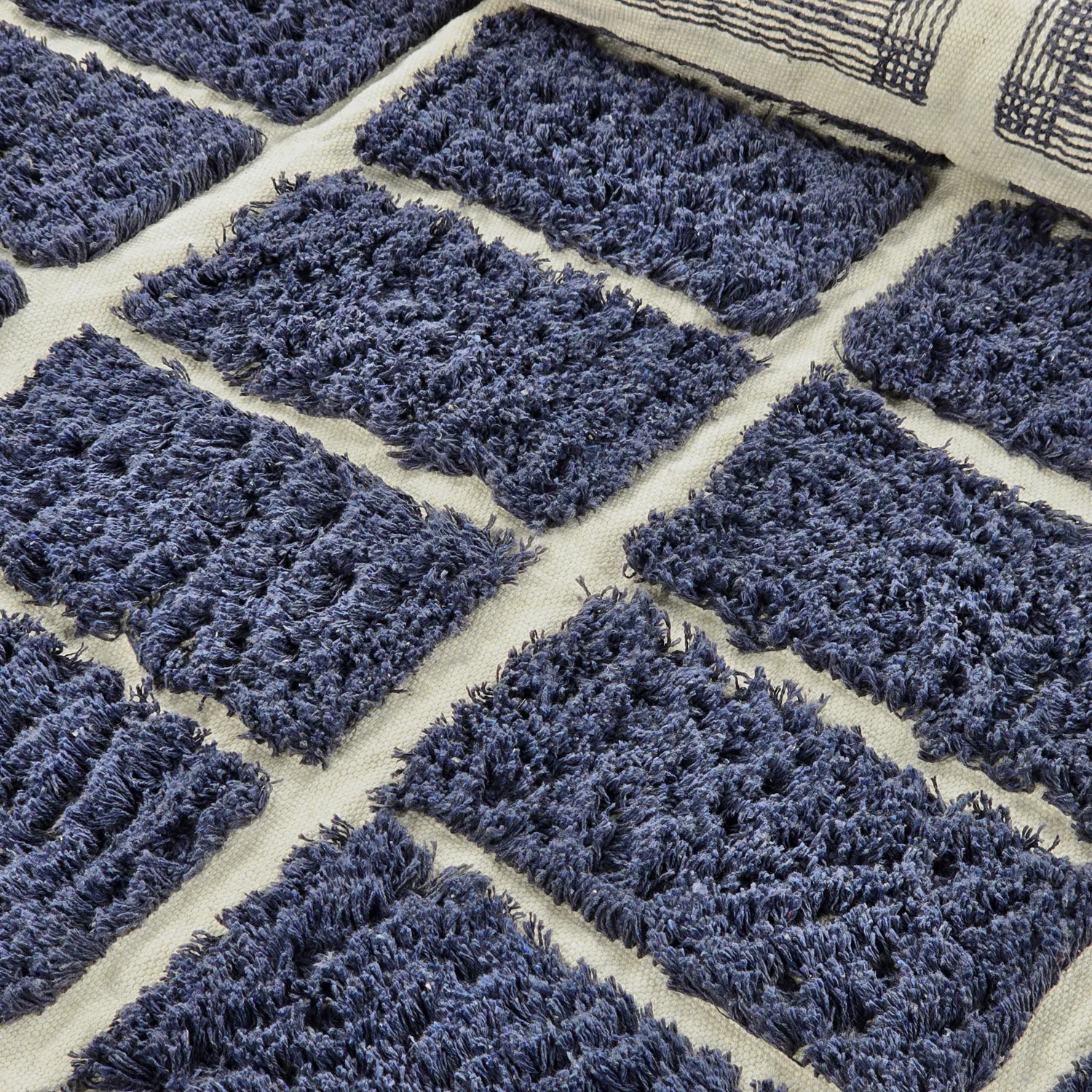Alfombras redondeadas - Zola Natural Cotton Shaggy (azul)