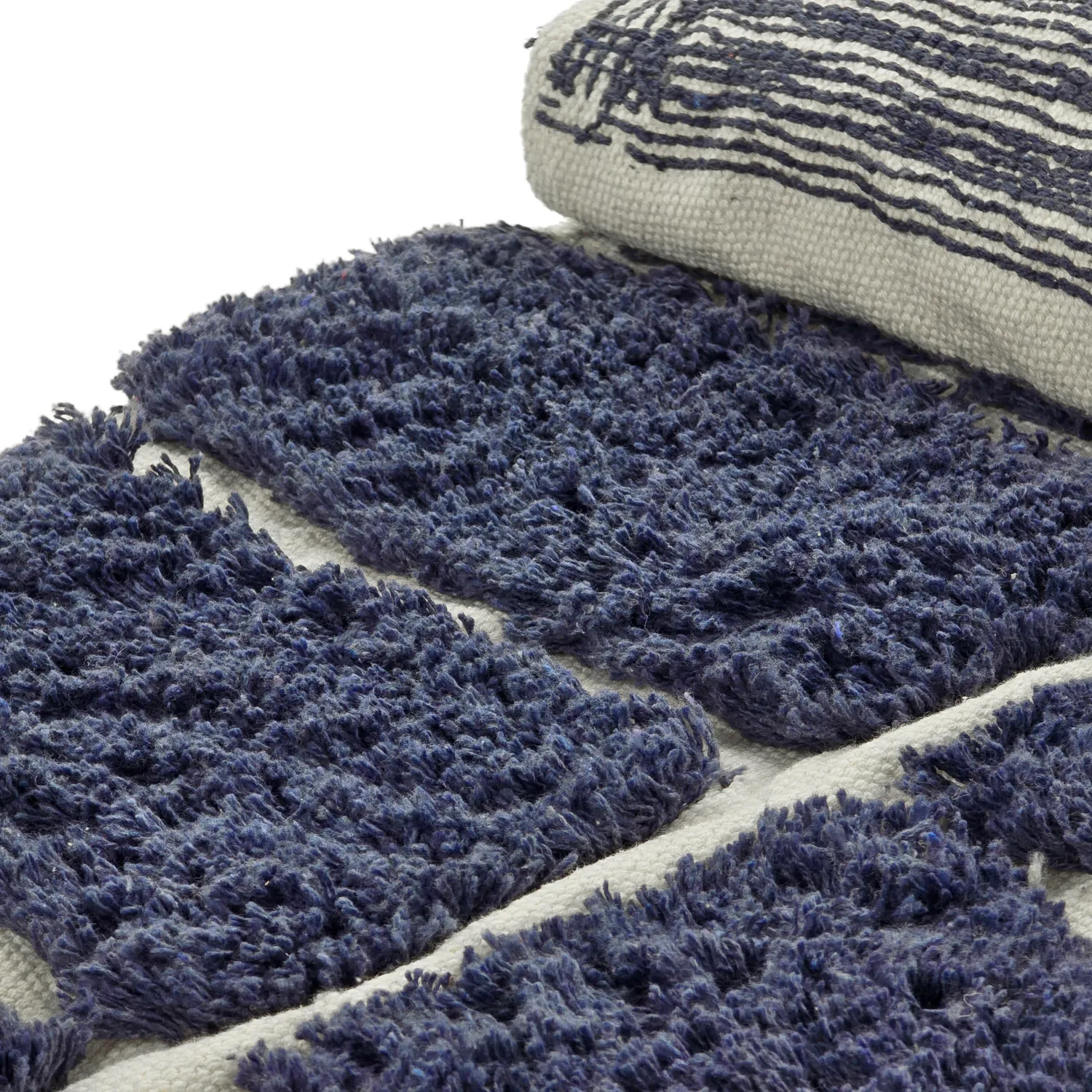 Alfombras redondeadas - Zola Natural Cotton Shaggy (azul)