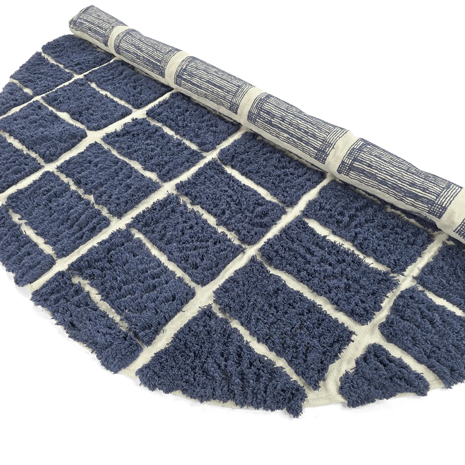 Alfombras redondeadas - Zola Natural Cotton Shaggy (azul)