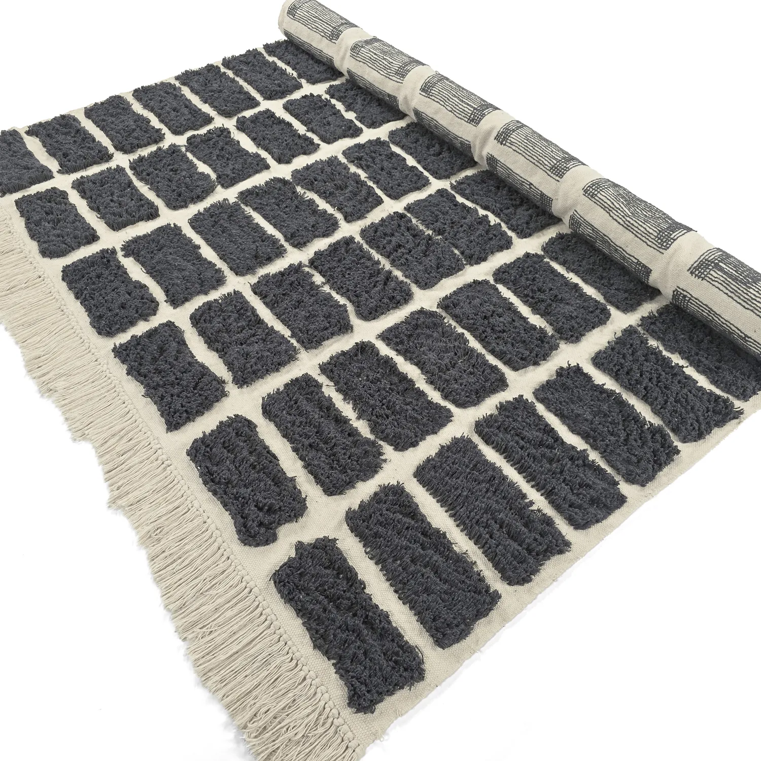 Alfombras de pelo largo - Zola Natural Cotton Shaggy (gris oscuro)