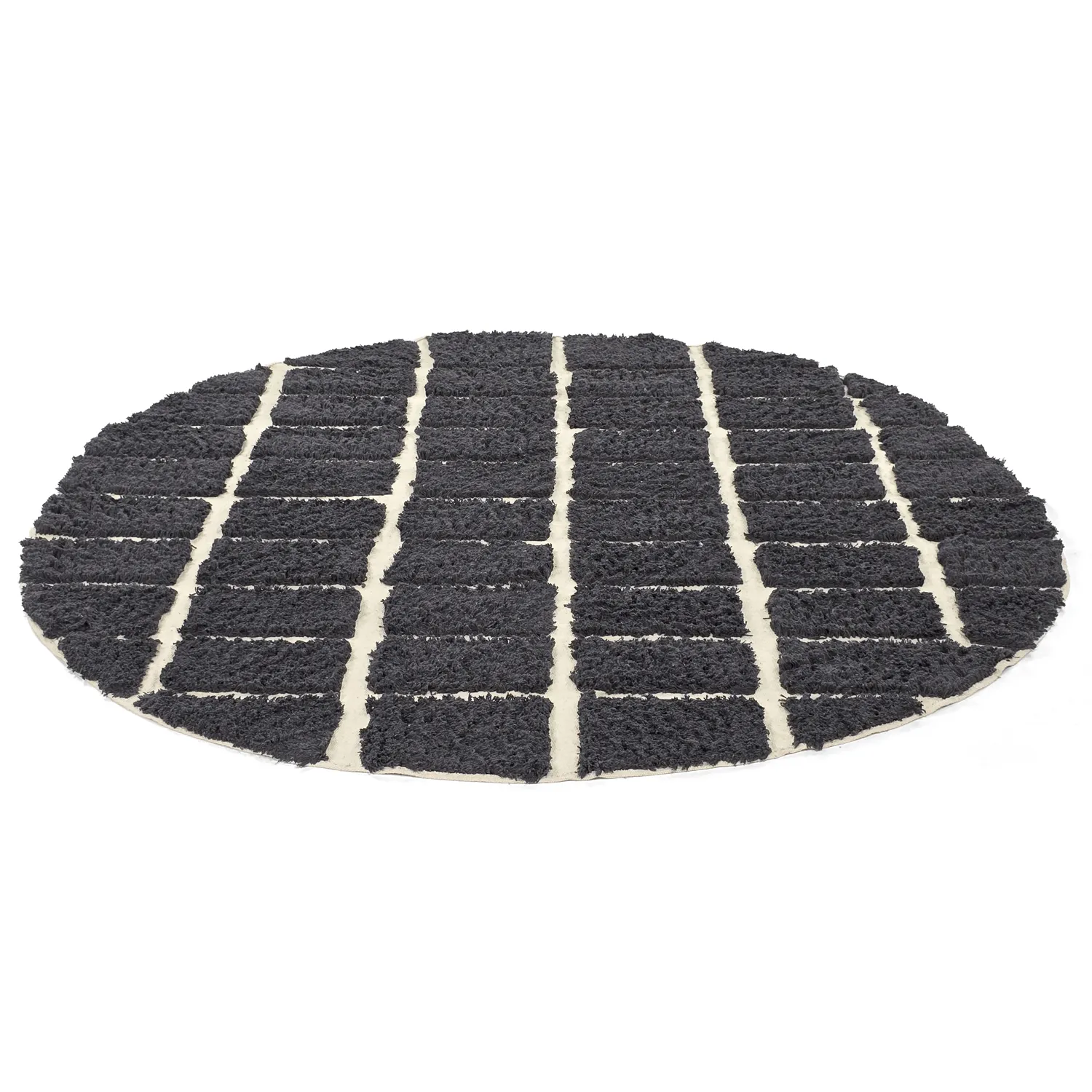 Alfombras redondeadas - Zola Natural Cotton Shaggy (gris oscuro)