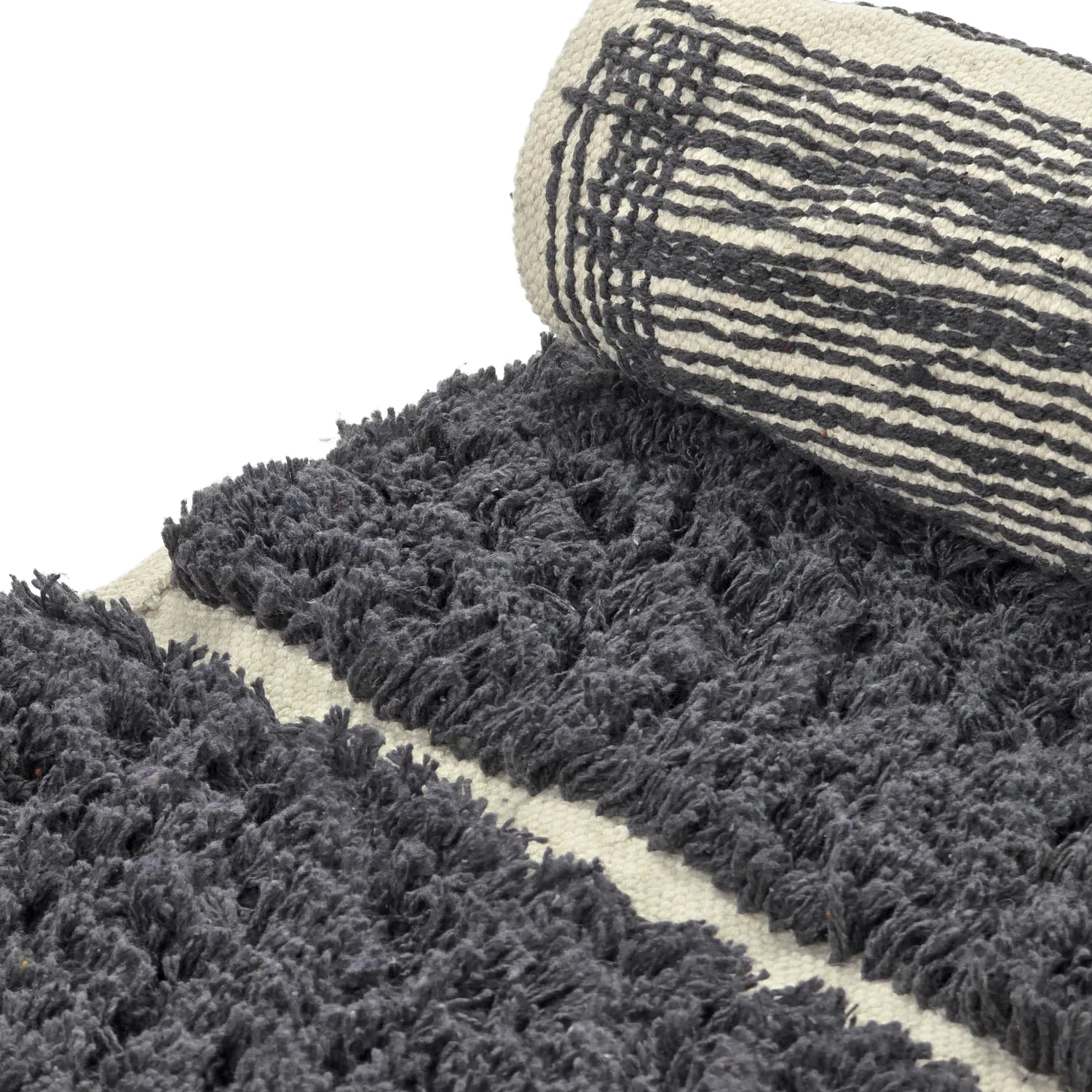 Alfombras redondeadas - Zola Natural Cotton Shaggy (gris oscuro)