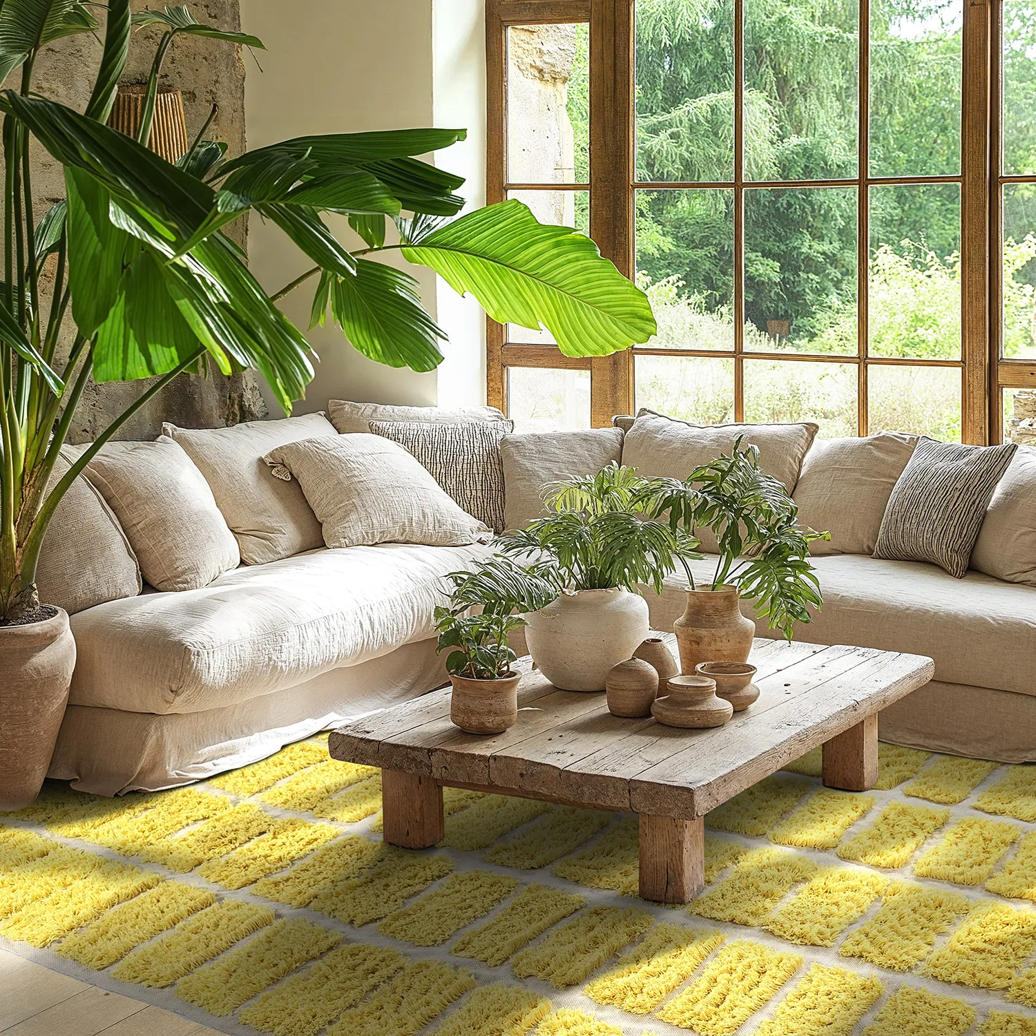 Alfombras de pelo largo - Zola Natural Cotton Shaggy (amarillo)