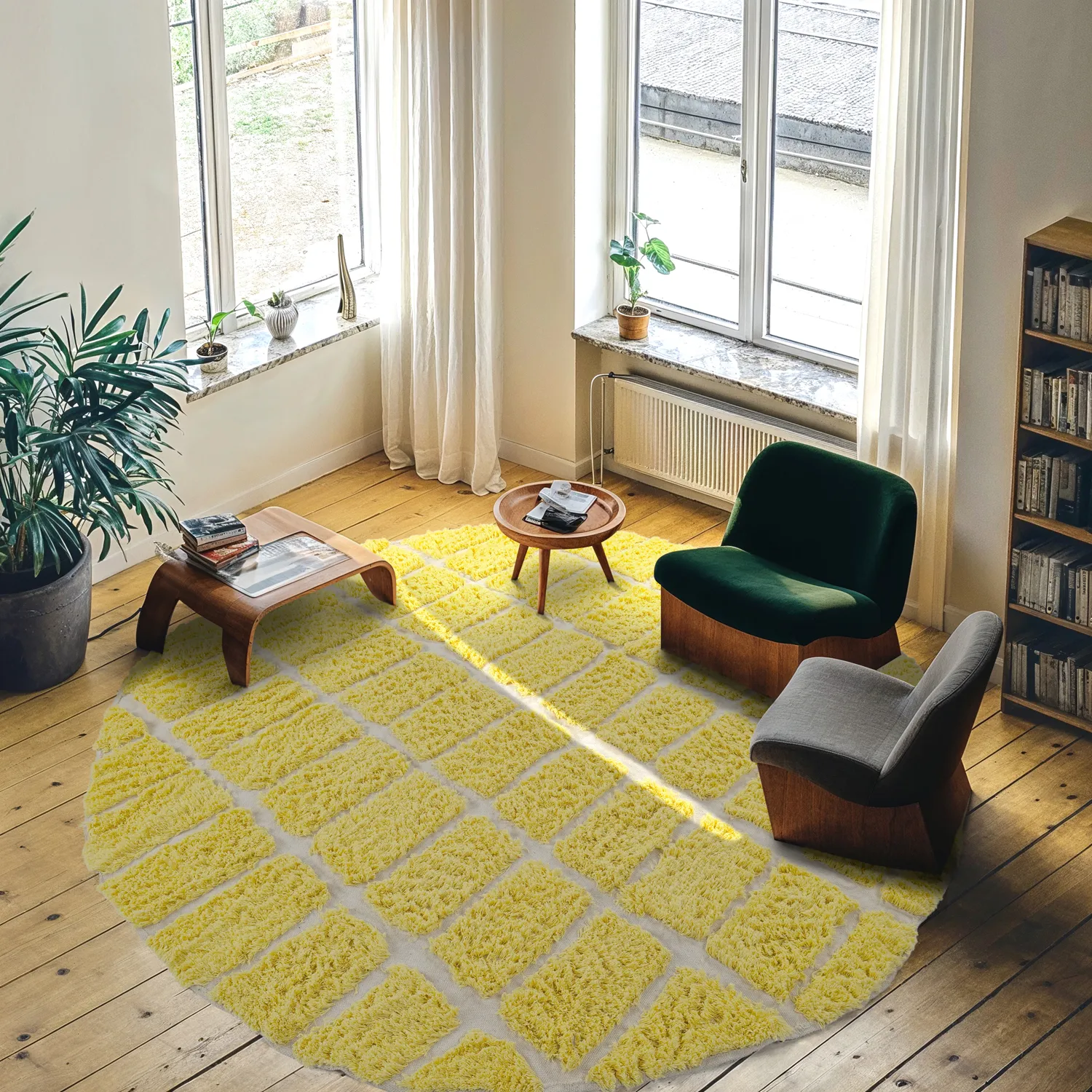 Alfombras redondeadas - Zola Natural Cotton Shaggy (amarillo)