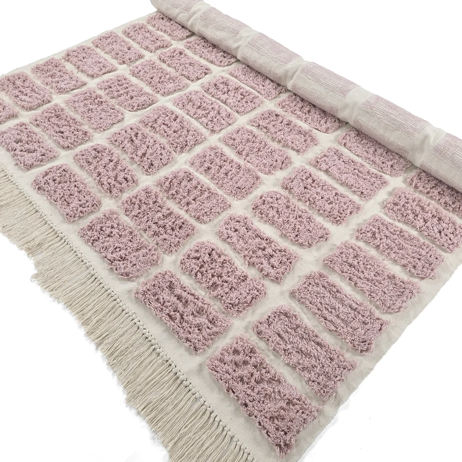 Alfombras de pelo largo - Zola Natural Cotton Shaggy (rosa)