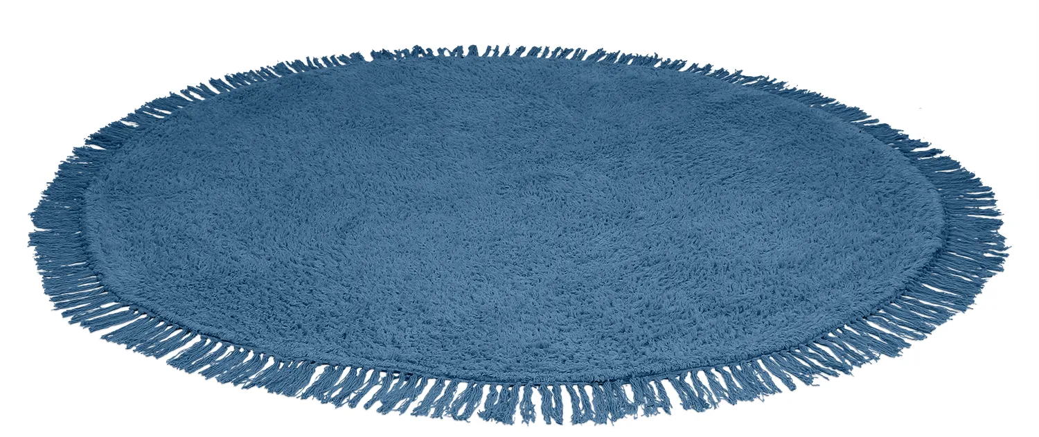 Alfombras redondeadas - Alba Natural Cotton Shaggy (azul)