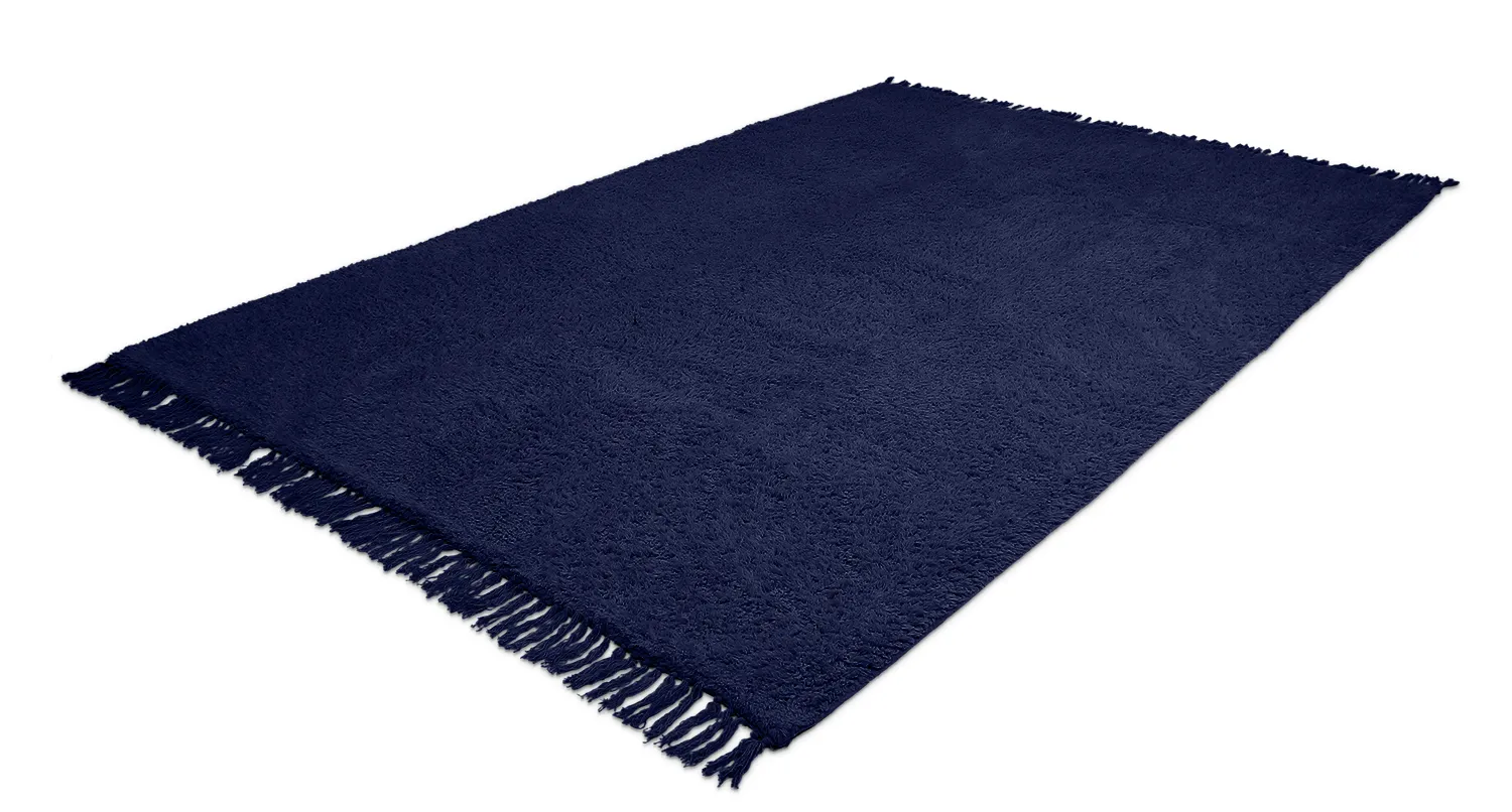 Alfombras de pelo largo - Alba Natural Cotton Shaggy (azul oscuro)