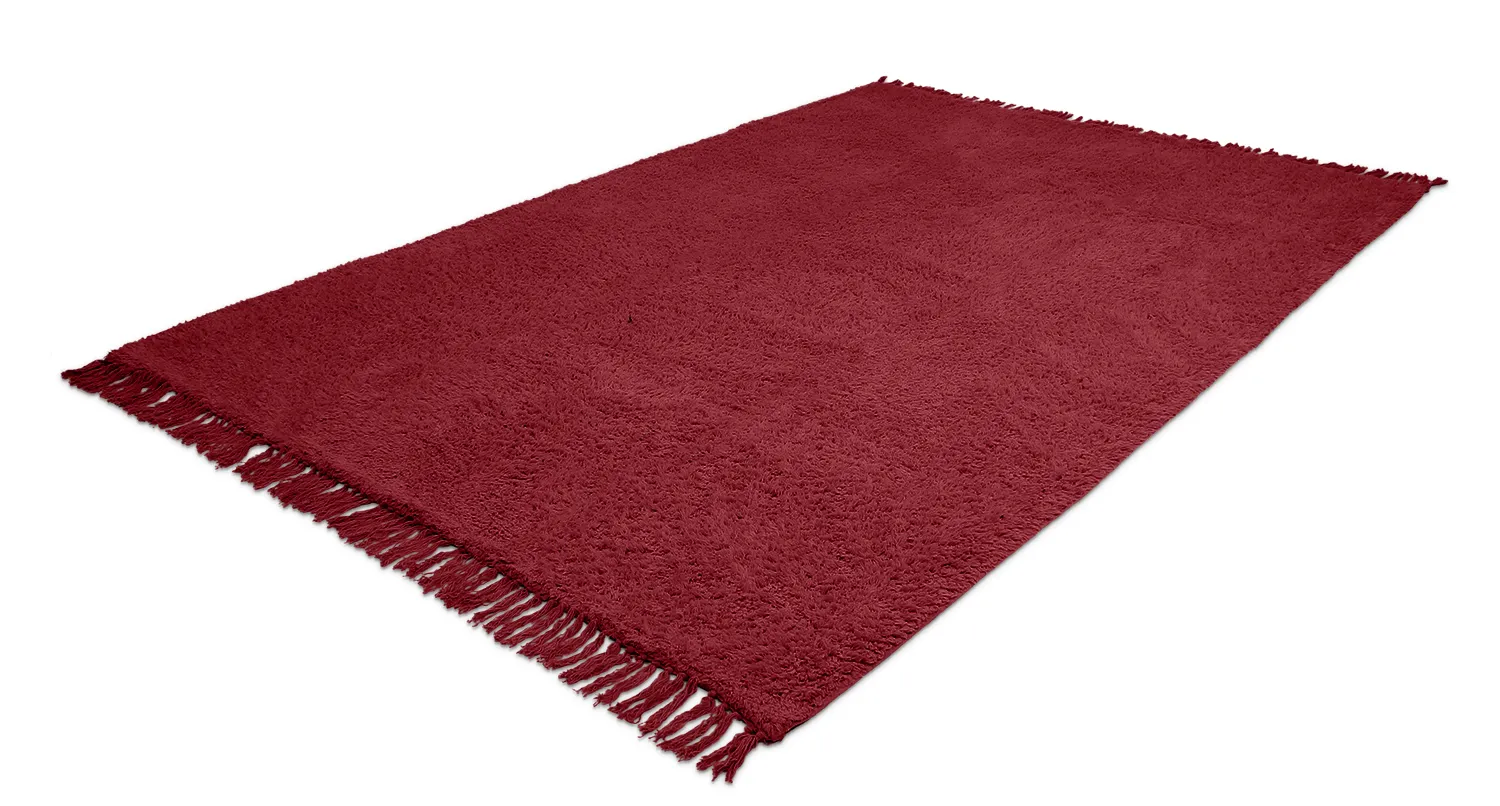 Alfombras de pelo largo - Alba Natural Cotton Shaggy (borgoña)