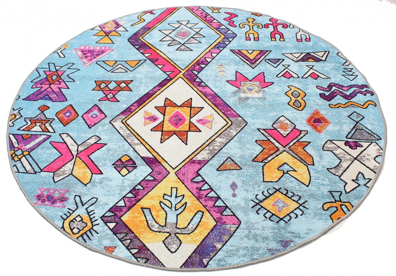 Alfombras redondeadas - Misare (azul/multicolor)