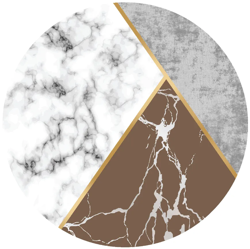 Alfombras redondeadas - Savino (gris/blanco/marrón)
