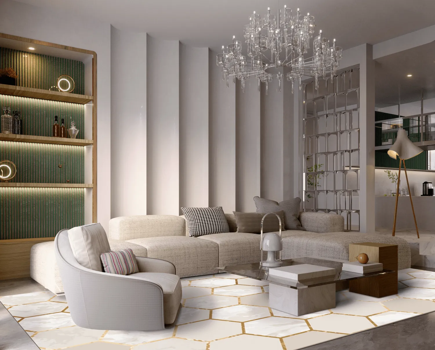 Alfombra Wilton - Morino (beige/blanco/dorado)