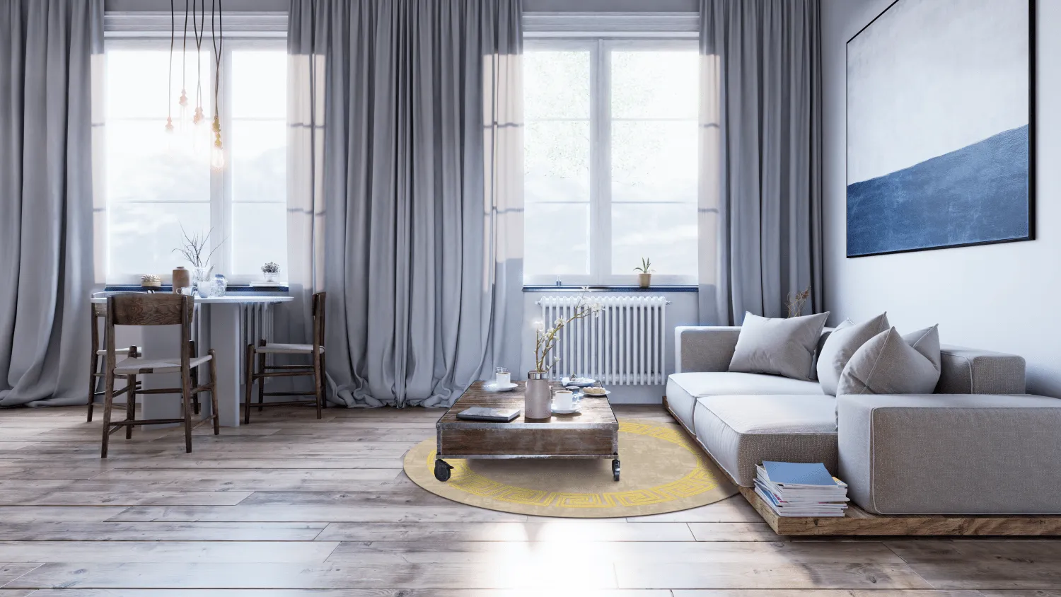 Alfombras redondeadas - Myra (beige/amarillo)