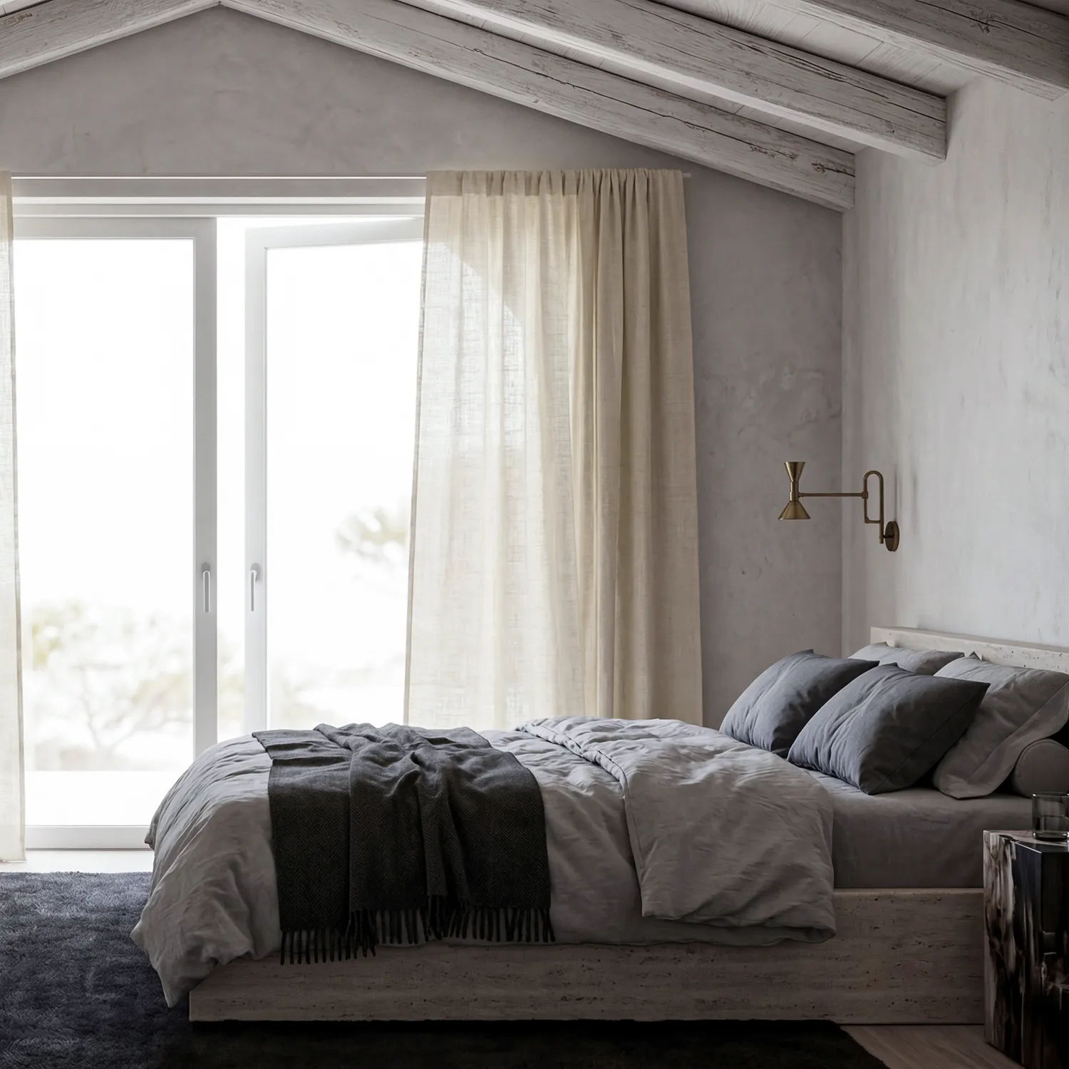 Cortinas Pack de 2 - Cortina de lino Noemi (crema)