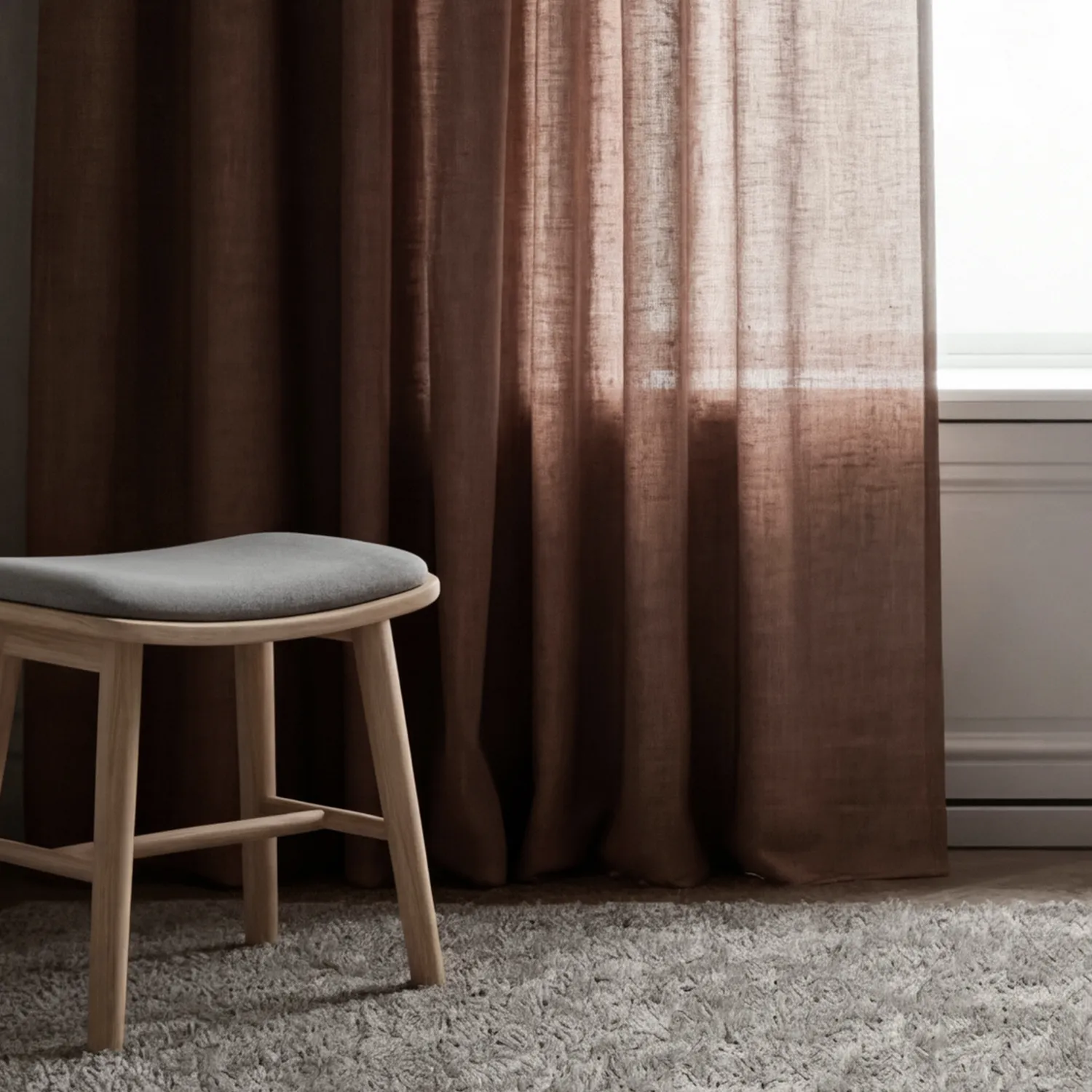 Cortinas Pack de 2 - Cortina de lino Noemi (marrón oscuro)
