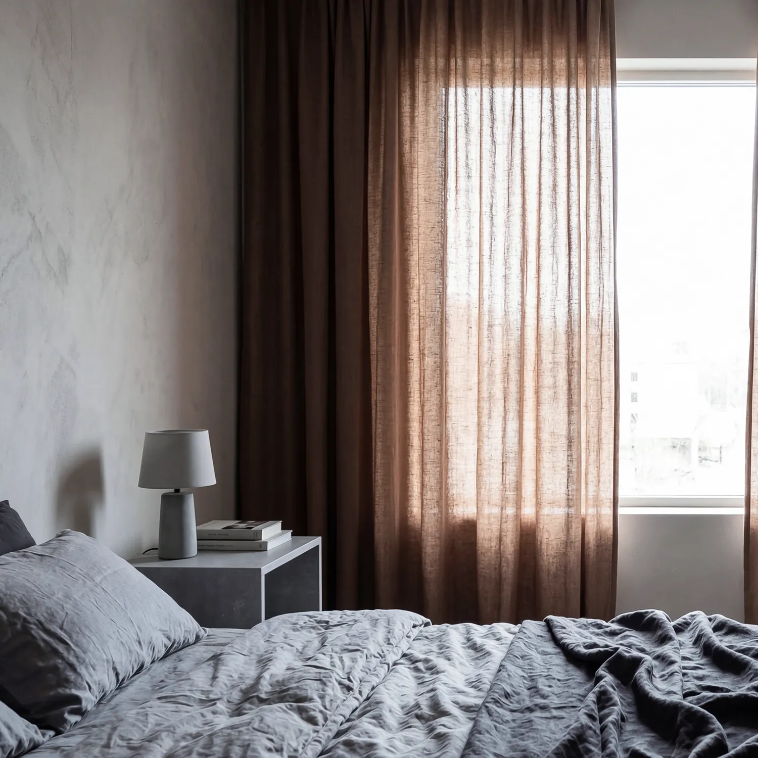 Cortinas Pack de 2 - Cortina de lino Noemi (marrón oscuro)