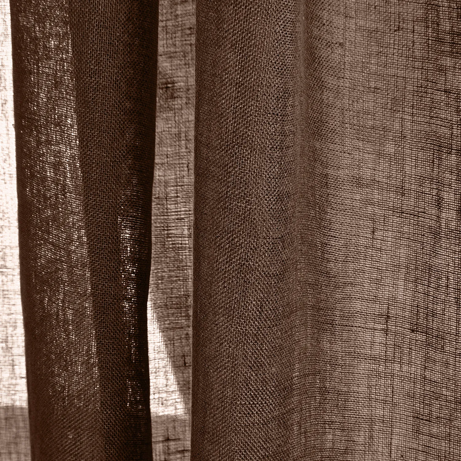 Cortinas Pack de 2 - Cortina de lino Noemi (marrón oscuro)