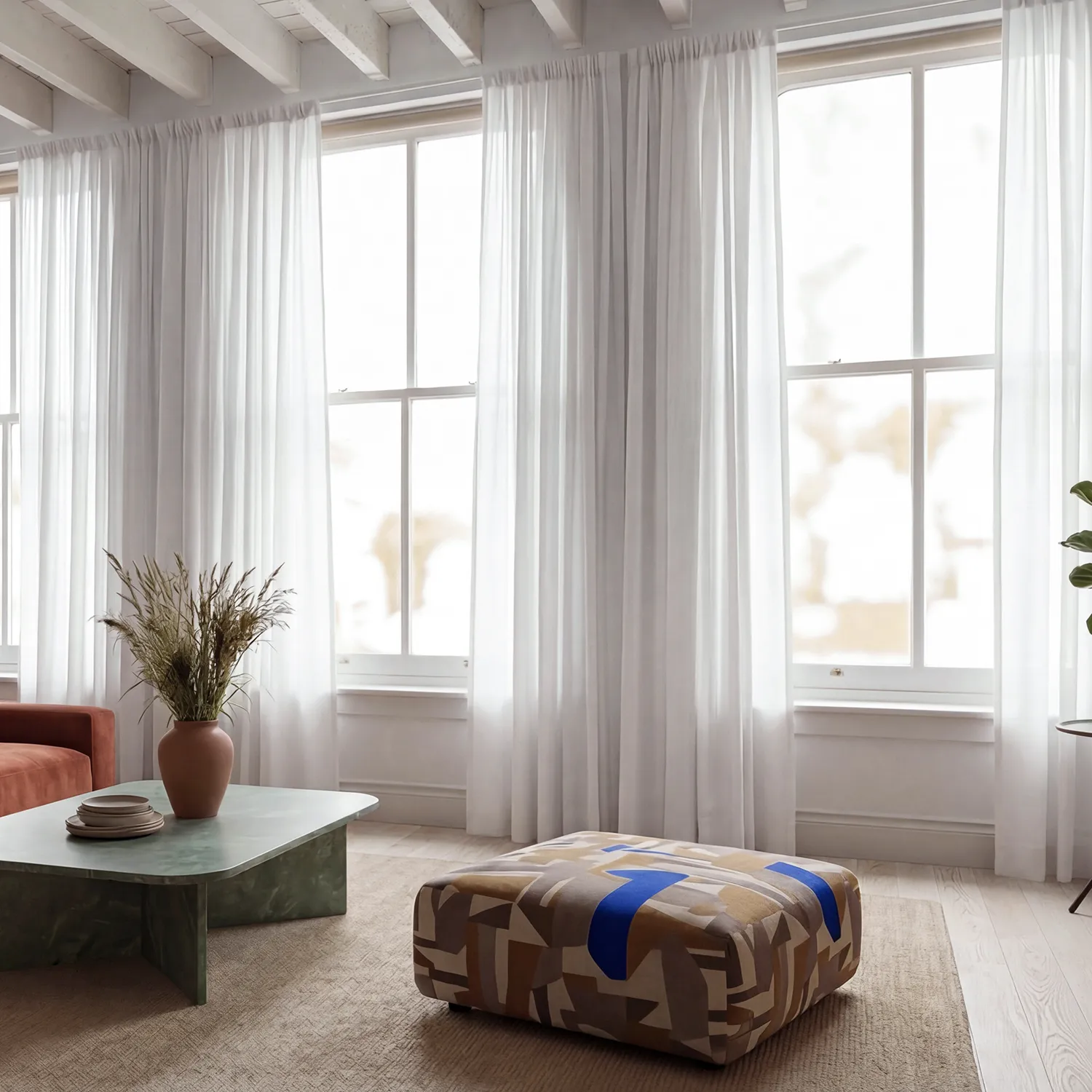 Cortinas Pack de 2 - Cortina de lino Noemi (blanco)