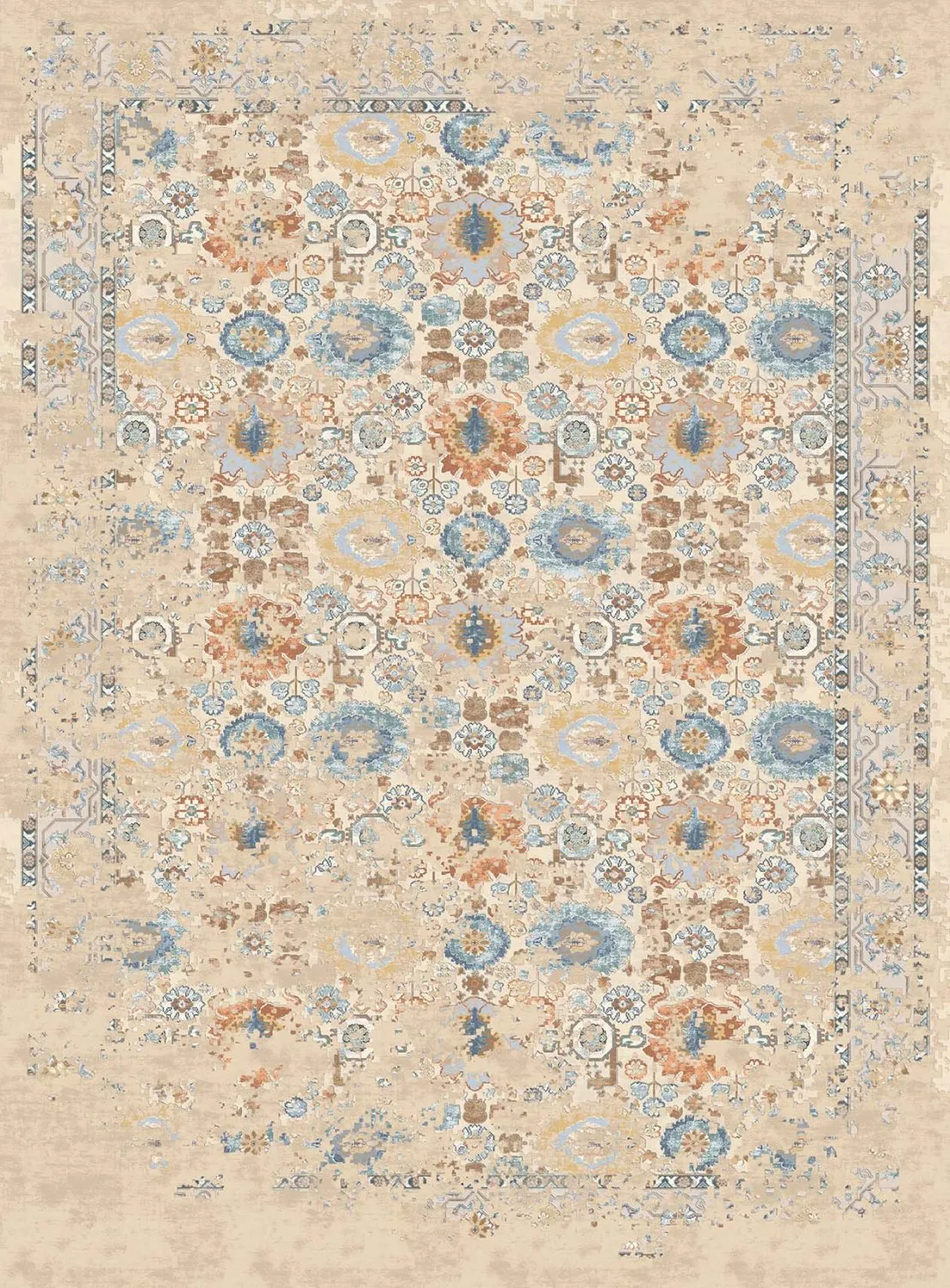 Alfombra Wilton - Oakley (beige/azul)