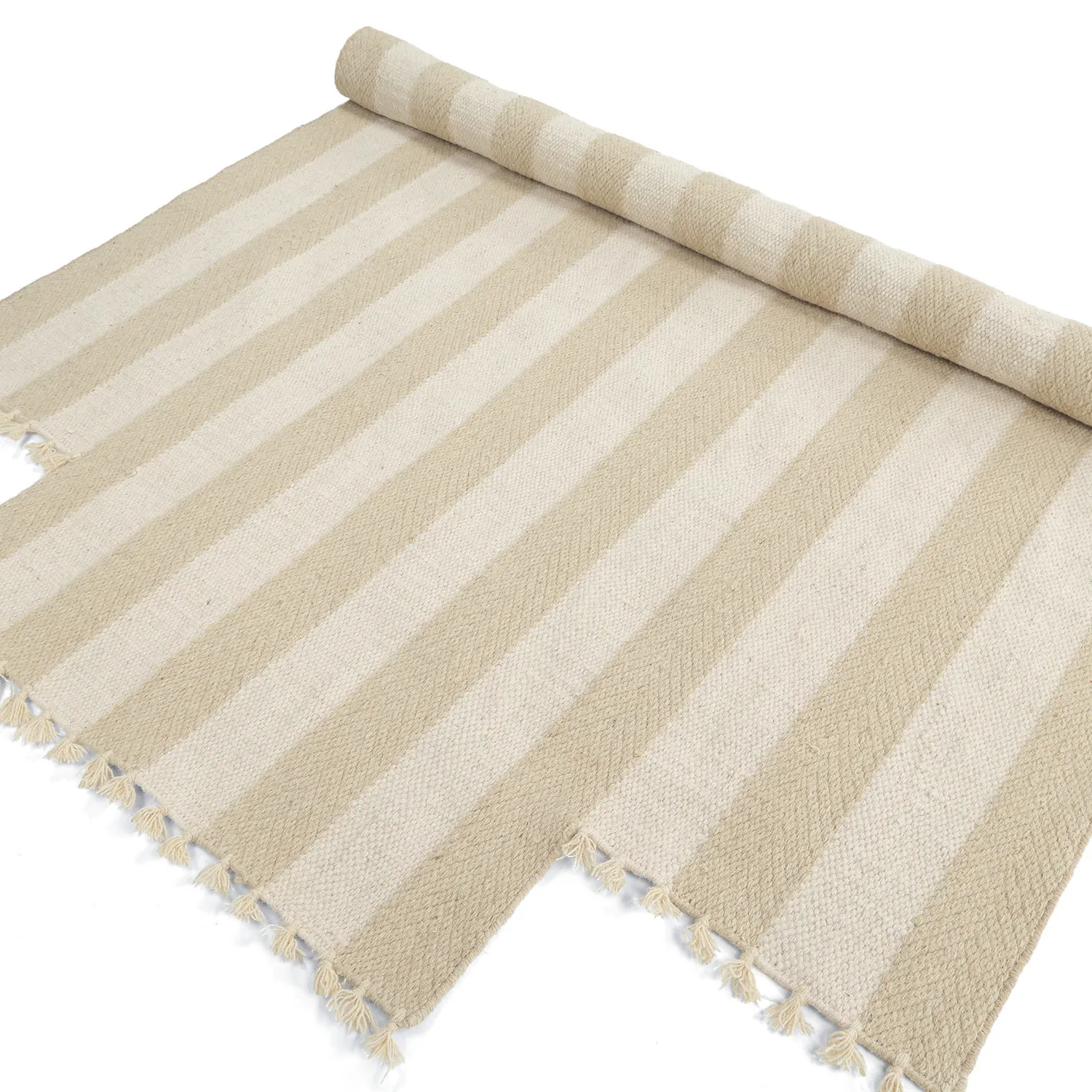 Alfombra de lana irregular - Kystaro (crema/beige)
