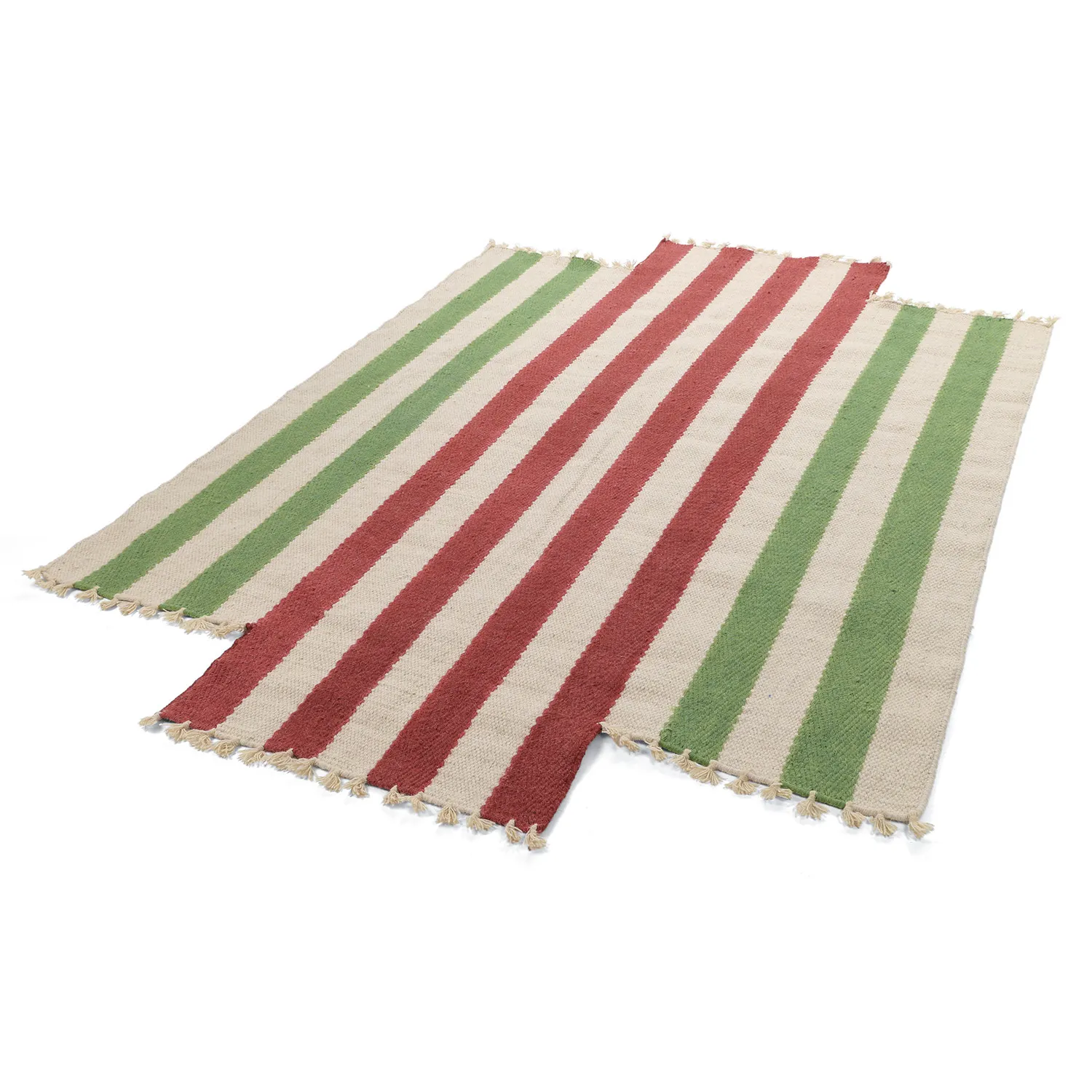 Alfombra de lana irregular - Kystaro (crema/verde/rojo)
