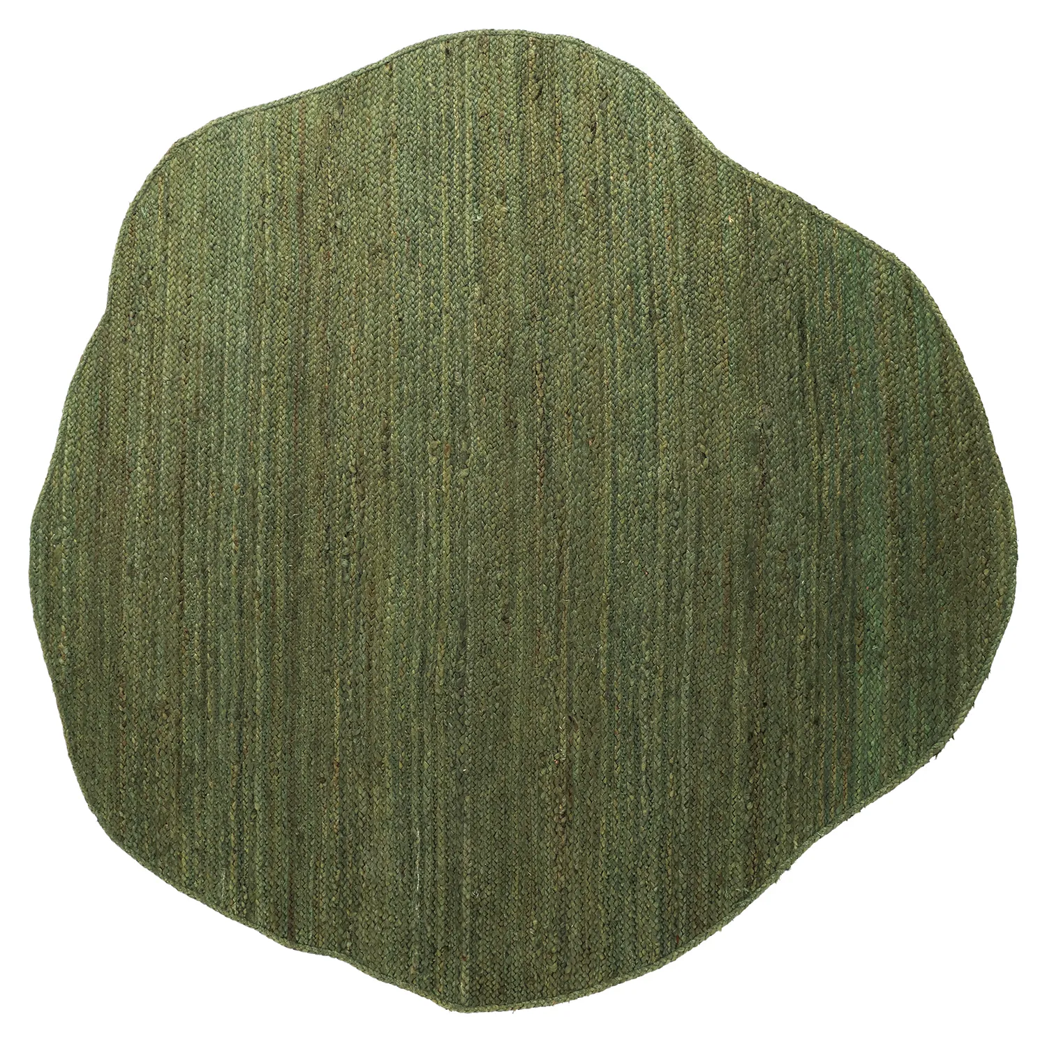 Alfombra redonda irregular de yute - San Francisco (verde militar)