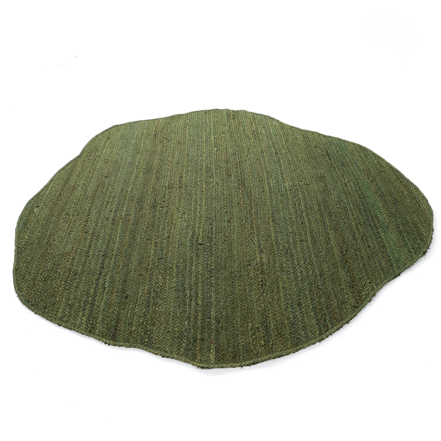 Alfombra redonda irregular de yute - San Francisco (verde militar)